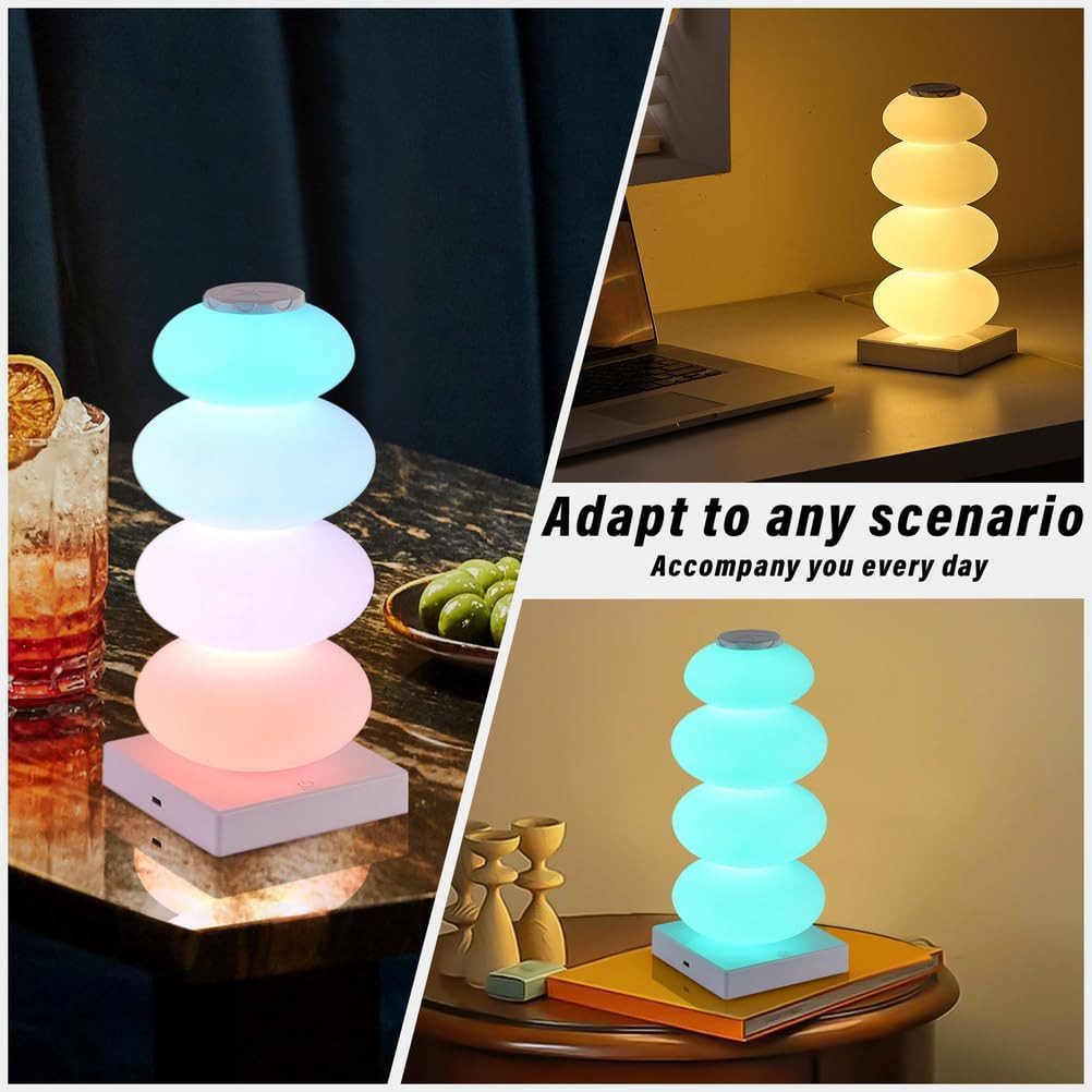 Luckice LED Nachttischlampe RGB LED Touch-Tischlampe im Süßigkeitenkürbis-Design, Nachttischlampe mit Farbwechsel, USB-Tischlampe für Schlafzimmer, Wohnzimmer u – Bild 4 von 5