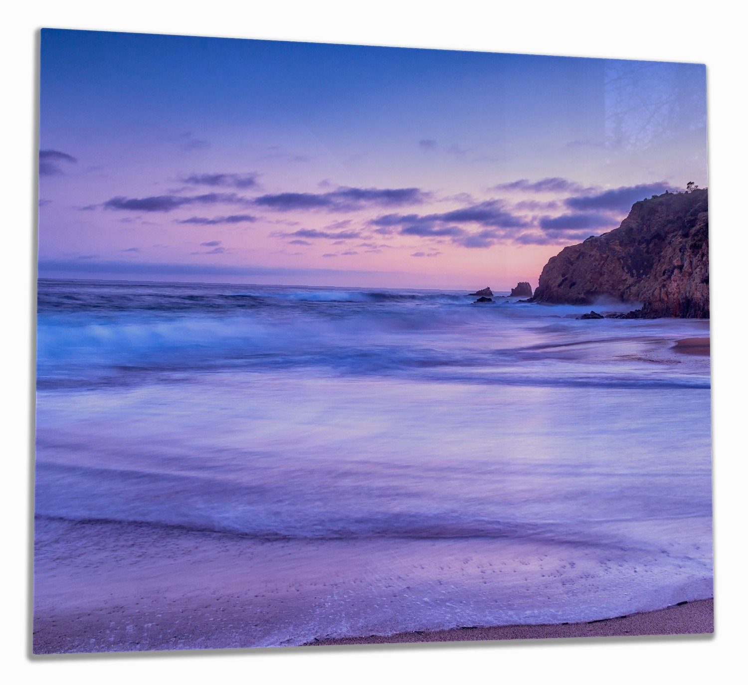 Wallario Herd-Abdeckplatte Kalifornischer Strand am Abend mit Felsenküste, ESG-Sicherheitsglas, (Glasplatte, 1 tlg., inkl. 5mm Noppen), verschiedene Größen
