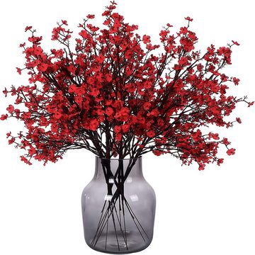 Kunstpflanze 6pcs Künstliche Blumen Rot Kunstblumen Pflaumenblüte Trockenblumen, Lubgitsr