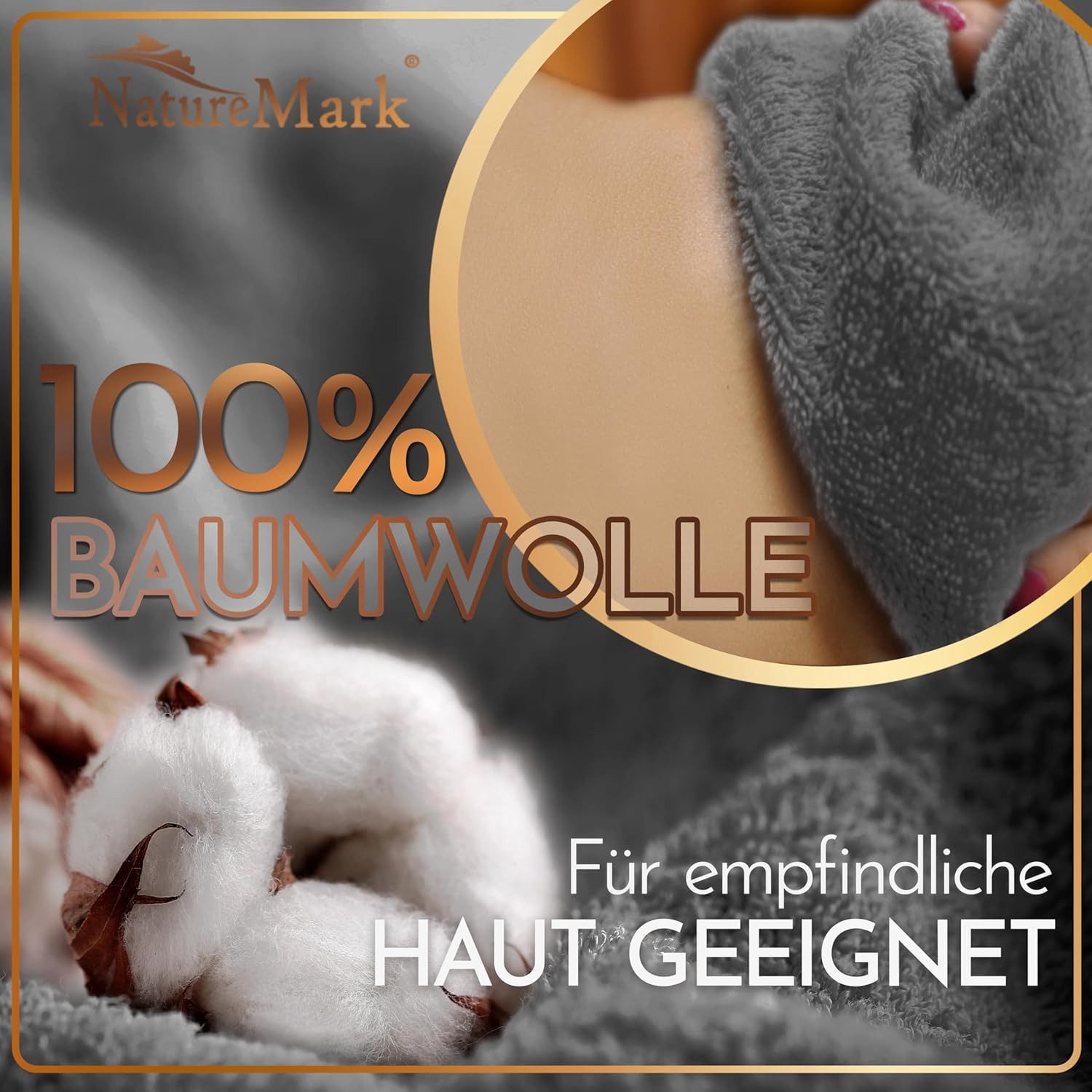 NatureMark Saunatuch Frottier Saunatücher 80x200cm, 100% Baumwolle (1-St), Premium Qualität SAUNATUCH Sauna-Handtuch, 80x200cm, Anthrazit grau – Bild 5 von 5