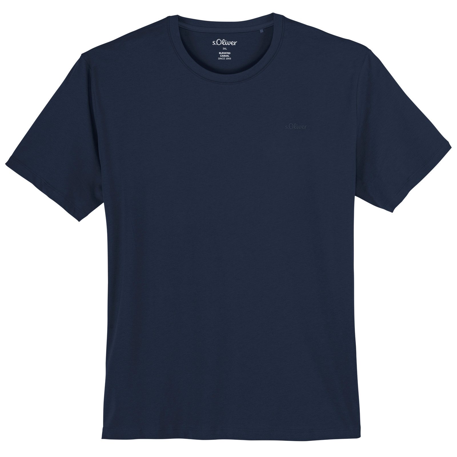 s.Oliver Rundhalsshirt s.Oliver Übergrößen Basic T-Shirt Rundhals navy