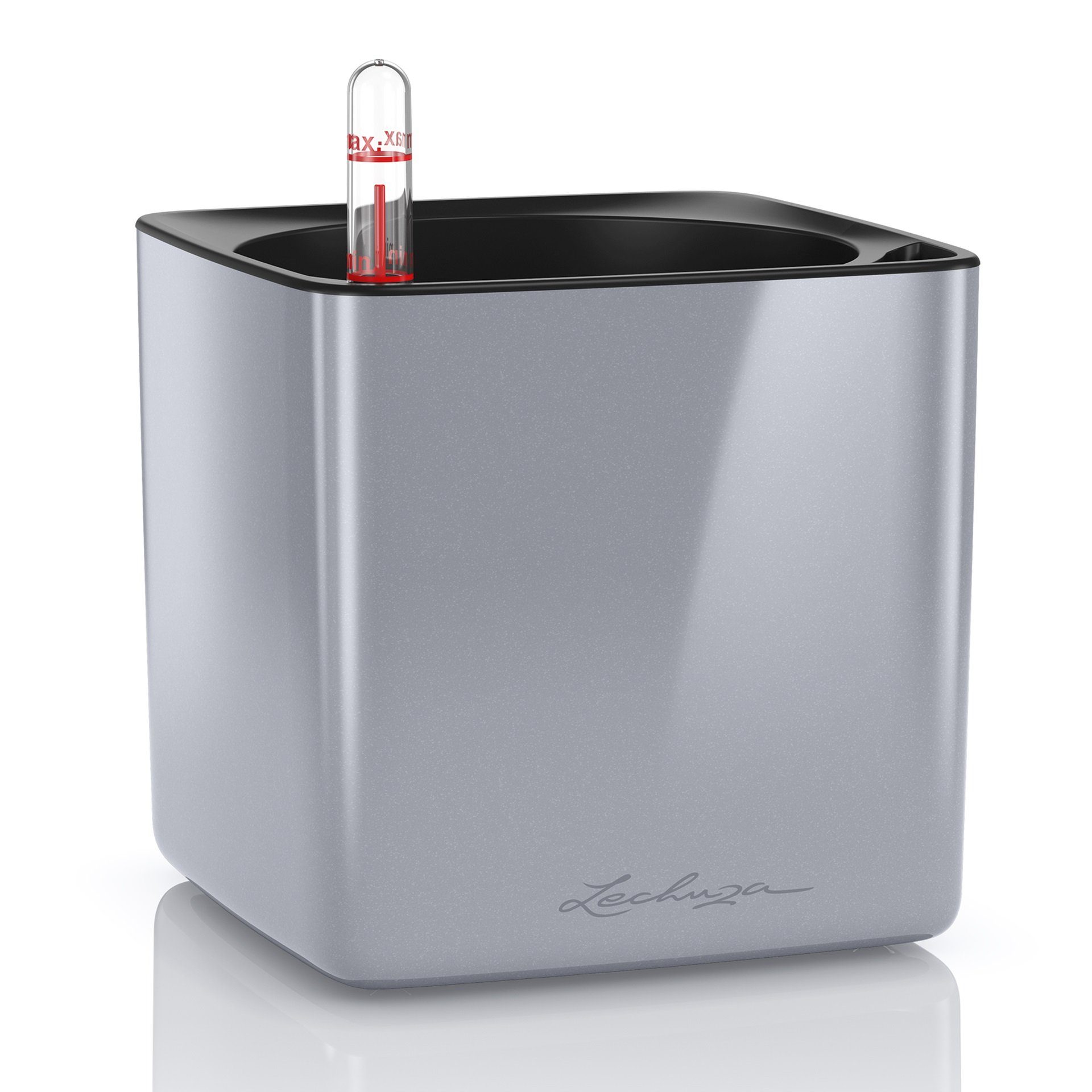 Kräutertopf Pflanztopf Cube Glossy 14 titanium dust