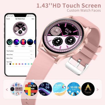 HENLSON für Herren, 3,5 cm 360 x 360 cm, mit Anrufen, Bluetooth Smartwatch (1.39 Zoll, Android / iOS), mit 107 Sportmodi und Blutsauerstoff/Schrittzähler/Blutdruck