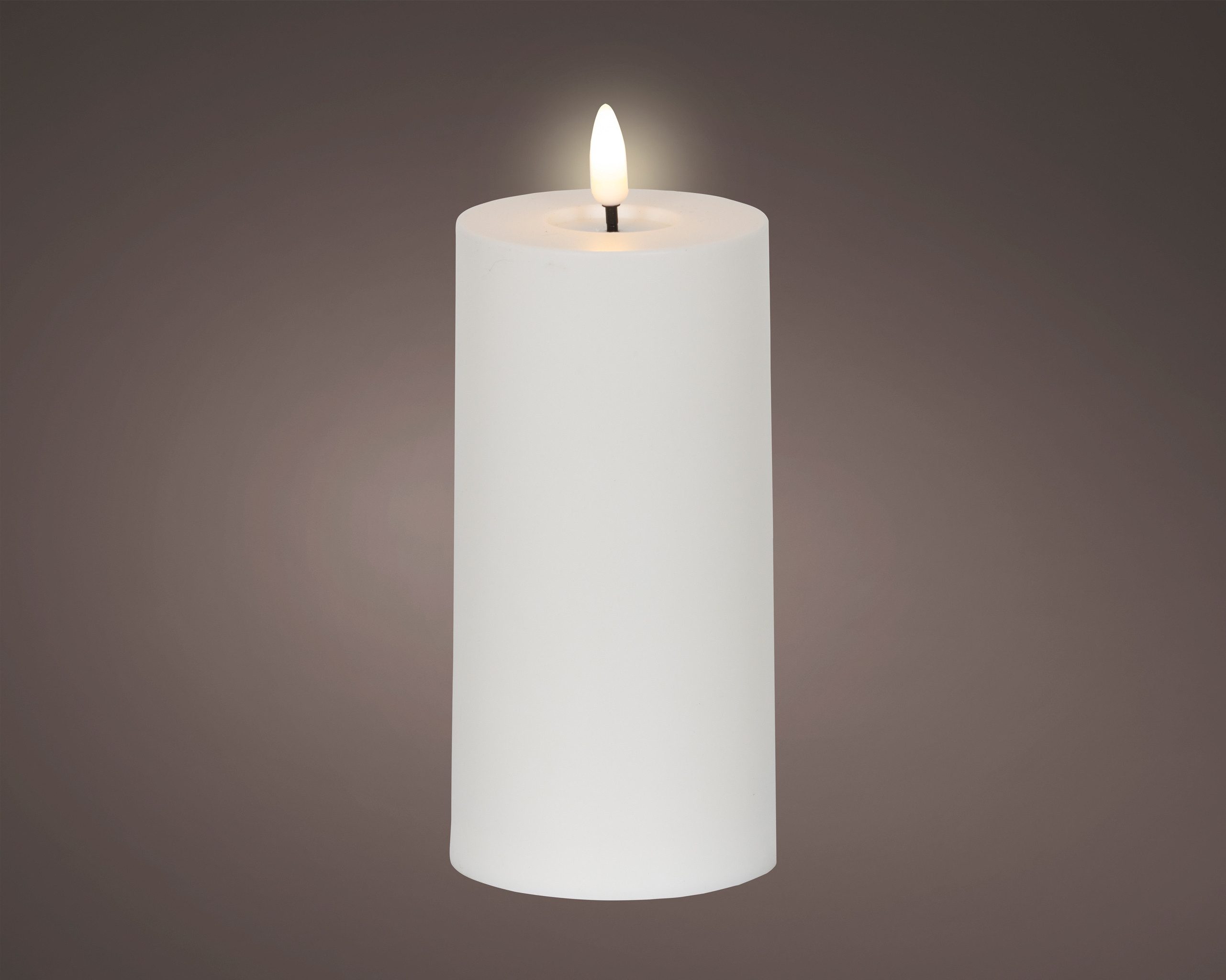 Lumineo LED-Kerze, Timer, warmweiß, LED Kerze 7,5x17cm mit Timer Outdoor Kunststoff Weiß / Warmweiß