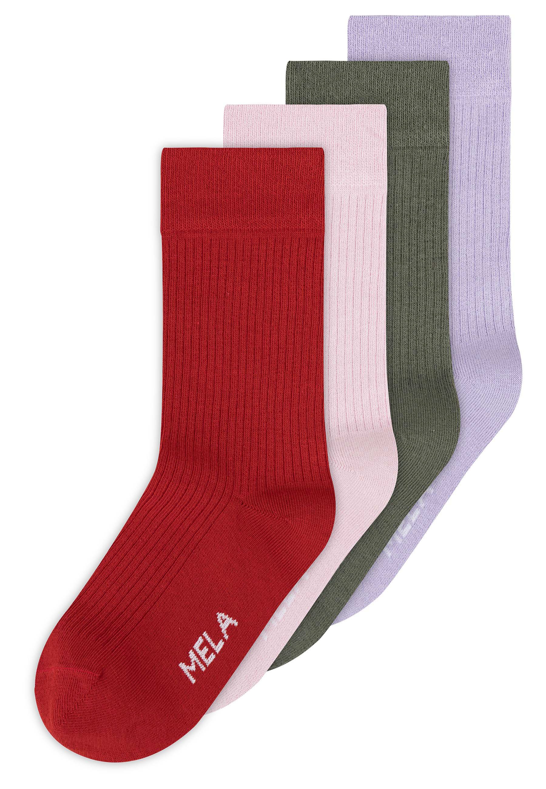 MELA Socken Gerippte Socken 4 Paare Frei von Polyester und Polyamid.
