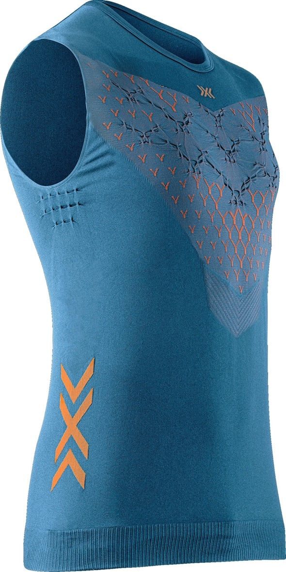 X-Bionic Tanktop Tank-Singlet Twyce Run ärmellos Unterwäsche mineralblau/orange Herren