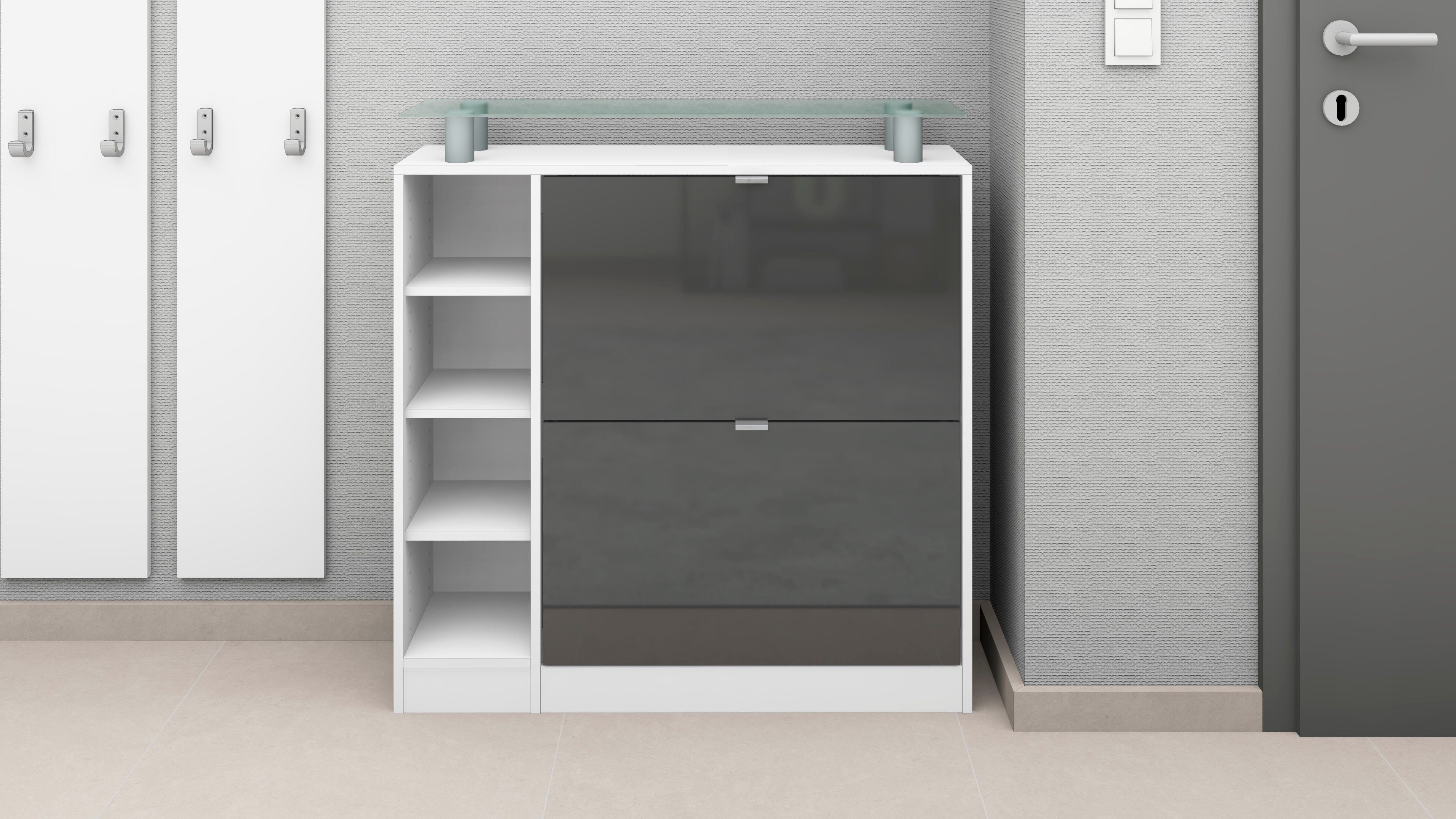 borchardt Möbel Schuhschrank Dolly, Schuhregal, Schuhkipper mit Glasablage günstig online kaufen