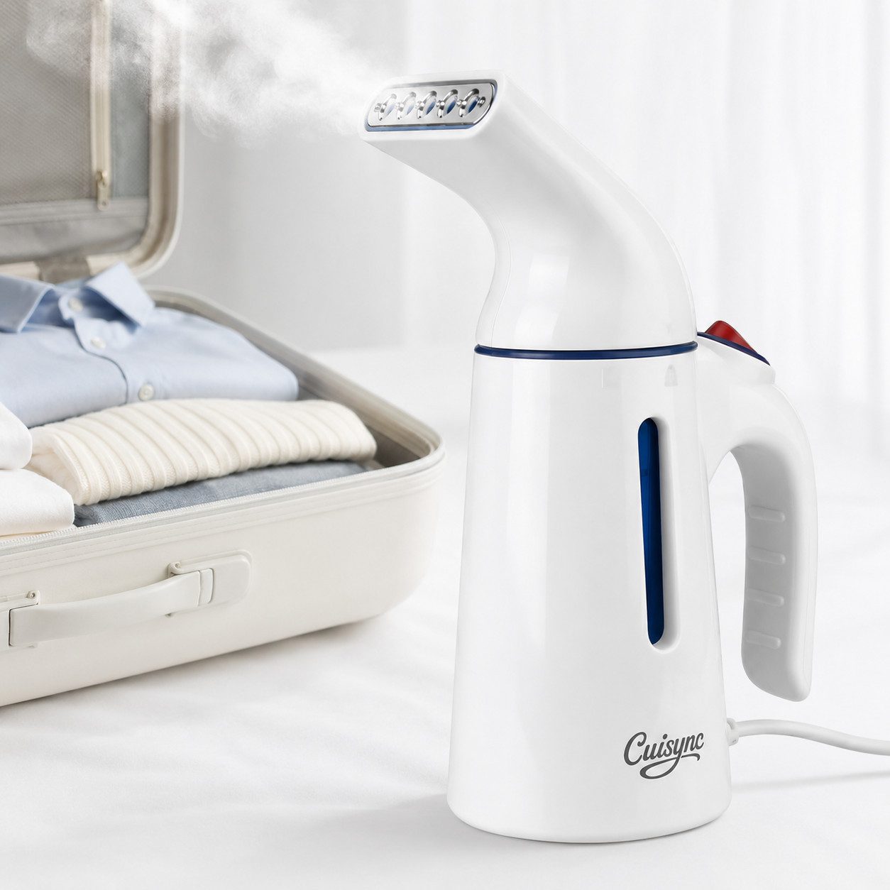 CUISYNC Dampfglätter Handdampfgerät für Kleidung, kompakter Dampfglätter, großer Wassertank, Starker Dampf, vertikal & horizontal – für Zuhause & Reisen