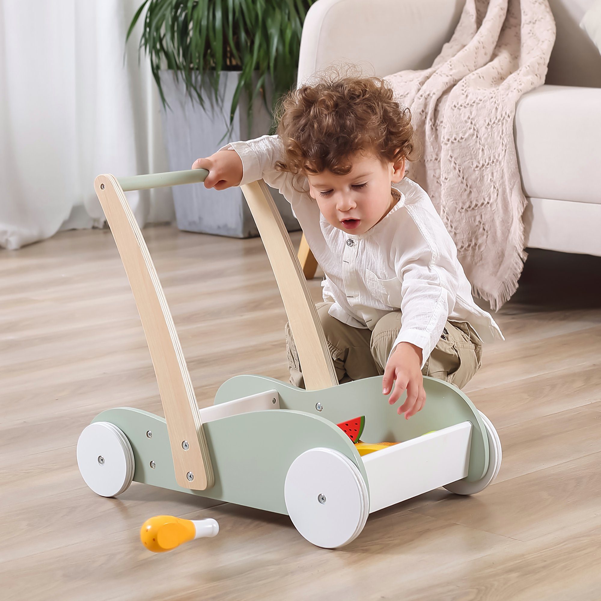 Holz • PolarB Baby Walker LeNoSa Lauflernhilfe Lauflernwagen Mint