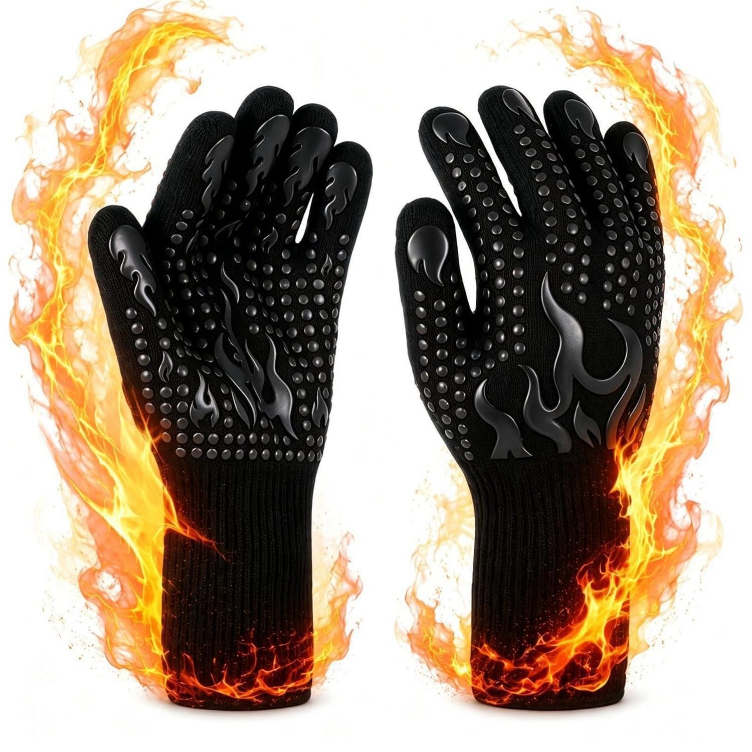 LuxusKollektion Grillhandschuhe Grillhandschuhe extrem hitzebeständig Schwarz