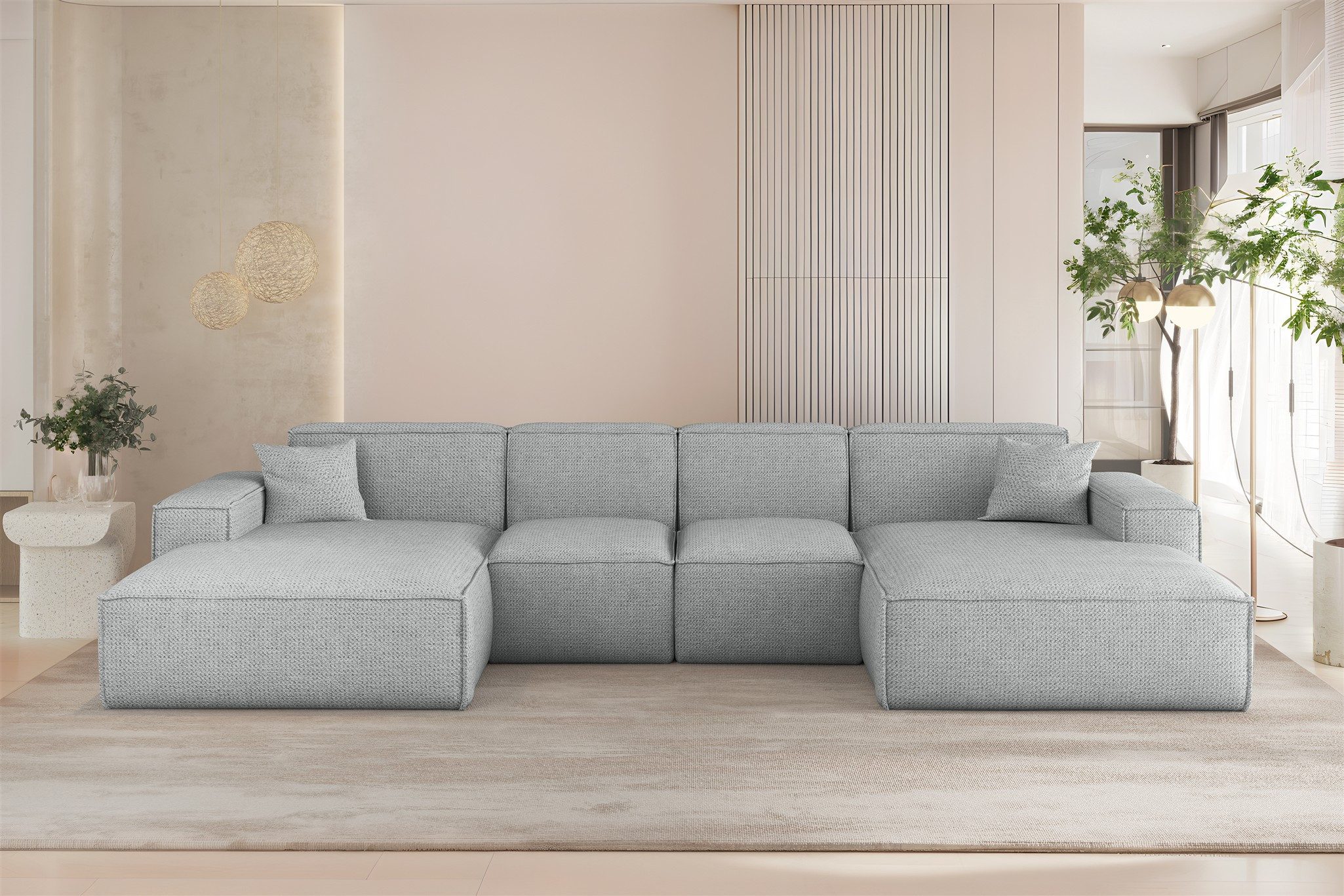 Wohnlandschaft Sofa U-Form CELES PREMIUM XS in Stoff Artico (342 cm)