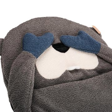 UNUS HOME Kinderschlafsack Biberschlafsack grau (1 tlg., Länge: 120 cm, Breite: ca. 75 cm), Mumienschlafsack, Ganzjahres-Schlafsack, Babyschlafsack kuschelig