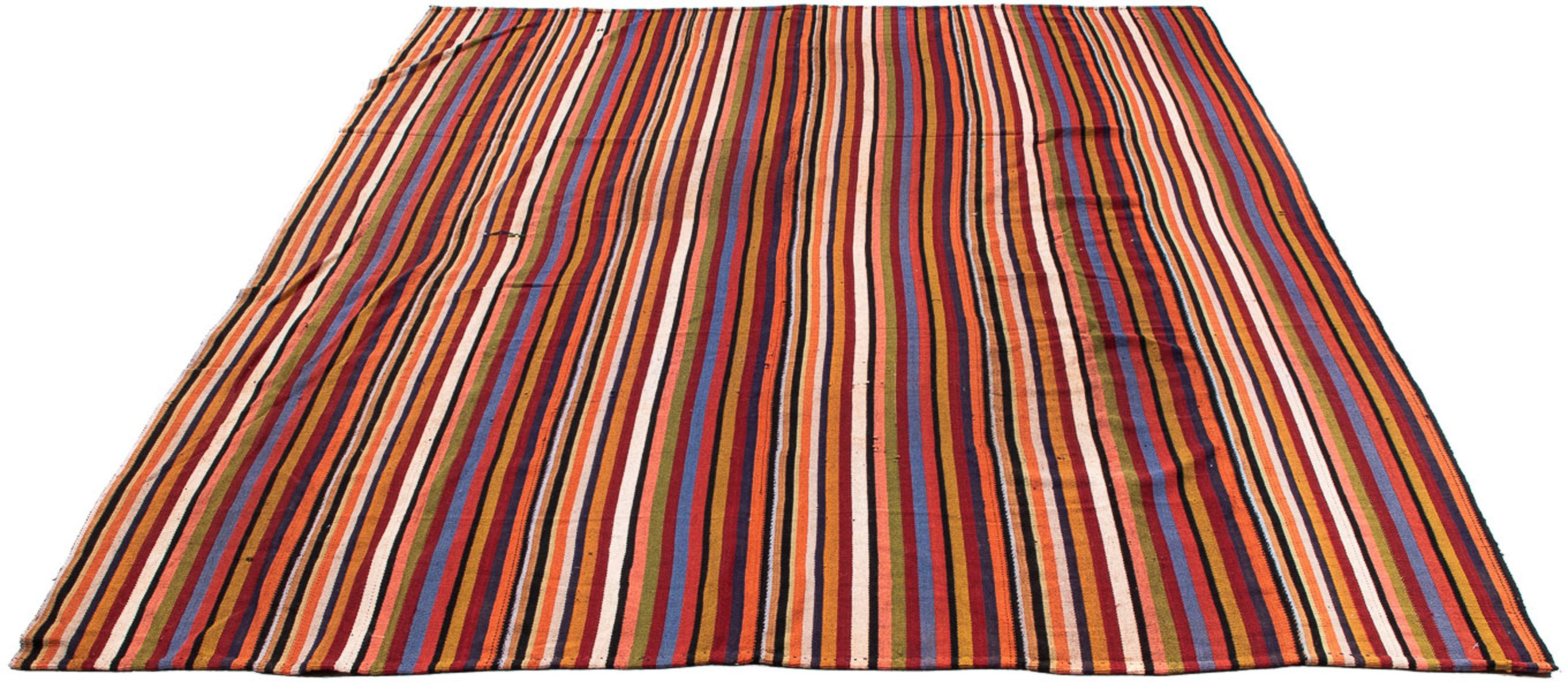 Wollteppich Kelim - Old - 260 x 215 cm - mehrfarbig, morgenland, rechteckig, Höhe: 5 mm, Wohnzimmer, Einzelstück | Kurzflor-Teppiche