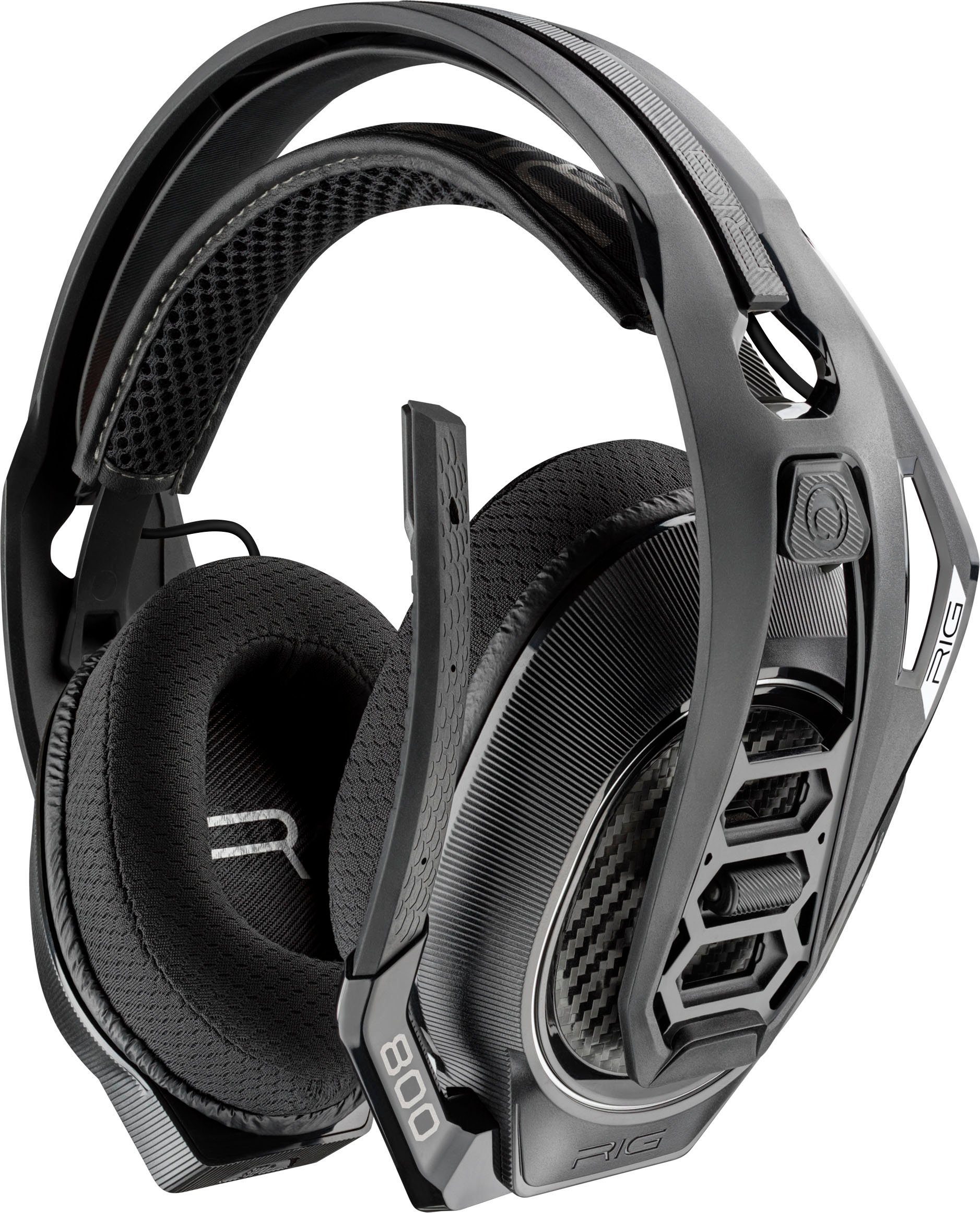 nacon Nacon RIG 800HS V2 Gaming-Headset, schwarz, 3,5 mm Klinke Gaming-Headset (Audio-Chat-Funktionen, kabelloses, Stereo, Over Ear, PC, PS4)