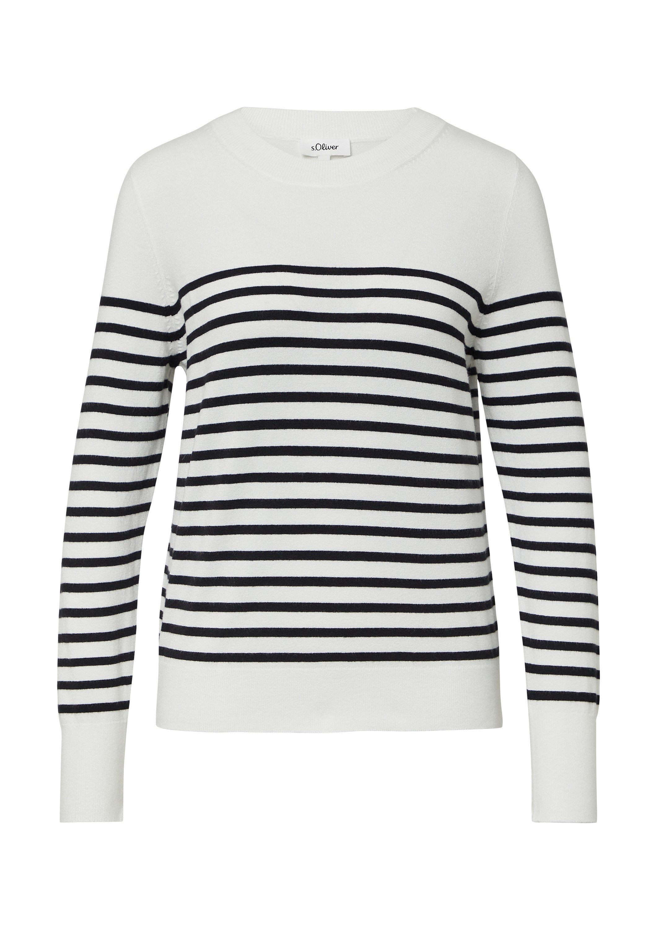 s.Oliver Longpullover Strickpullover Gestreifter Pullover aus Viskosemix günstig online kaufen