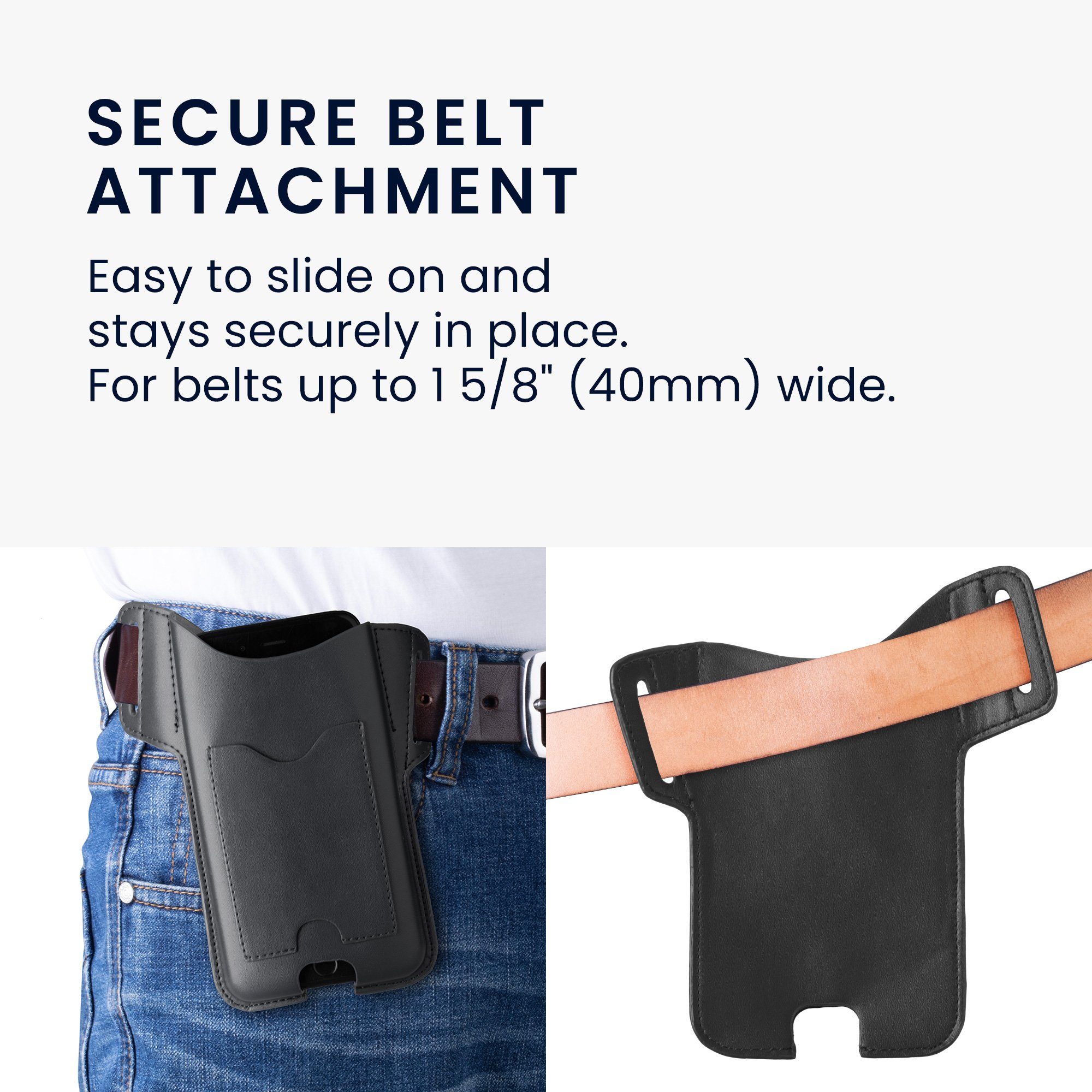 kwmobile Etui Gürteltasche Hülle für Handys mit Gürtelclip, 17,2 x 8,4 cm Kunstleder Gürtel Case mit Gürtelschlaufe - in Schwarz – Bild 4 von 5