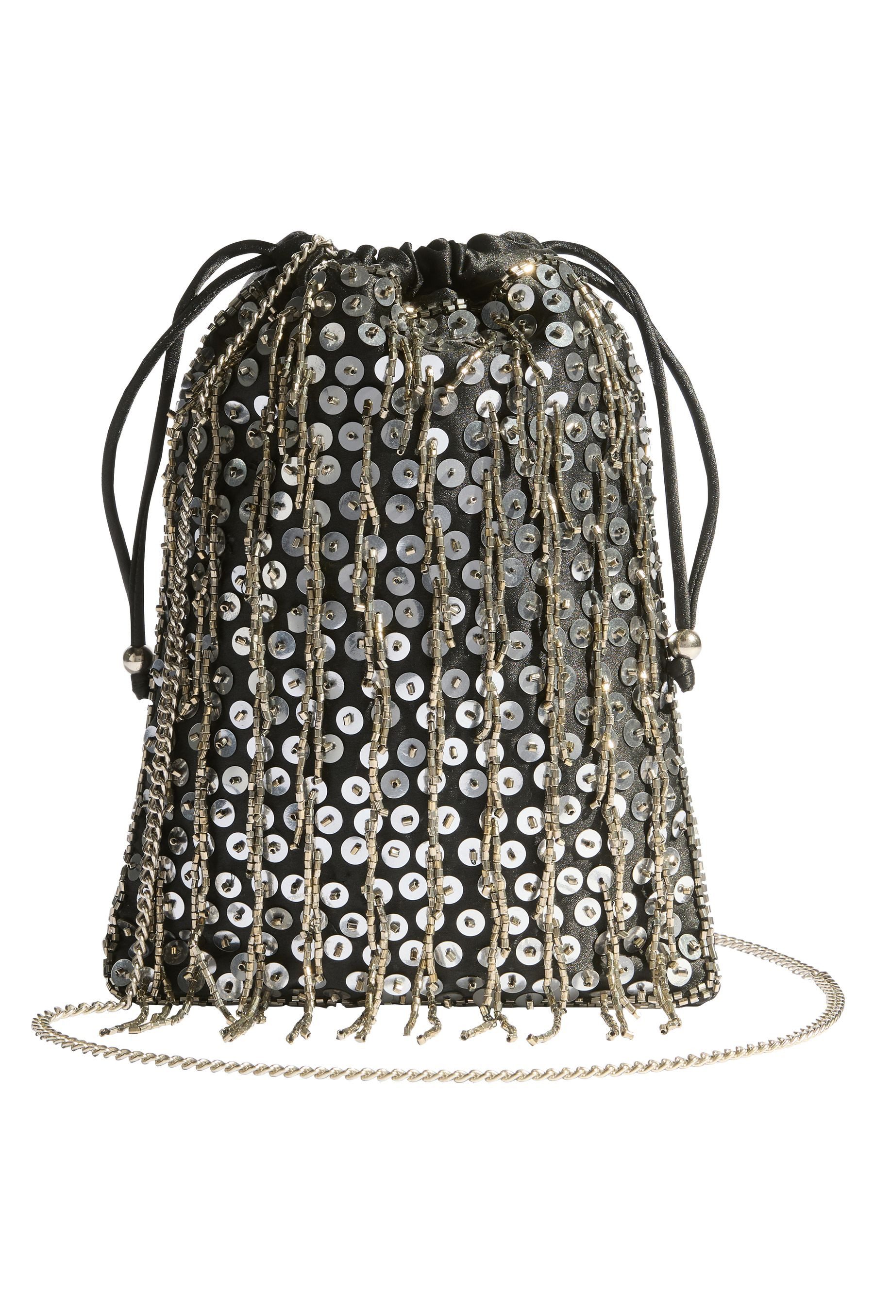Clutch Lipsy Satin-Beutel mit Fransen und Pailletten