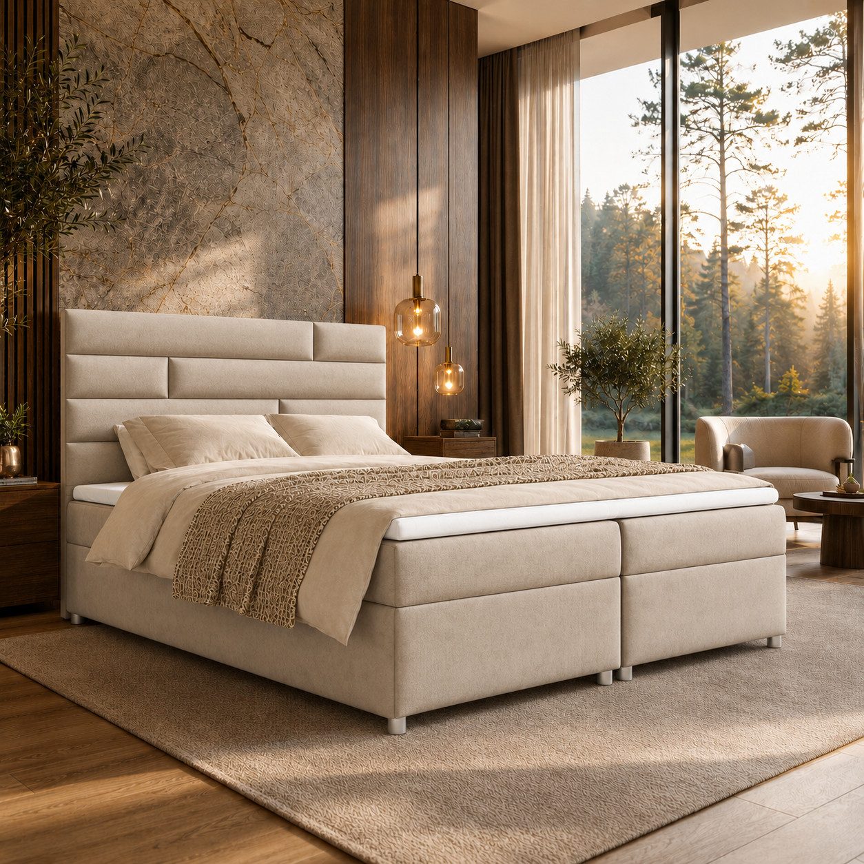 Best for Home Boxspringbett mit Stauraum Doppelbett Trinity K-5 Topper 7-Zonen Komfort – modern (Komplett-Set, 1-St., 140x200 160x200 180x200 200x200 cm), Handwerksqualität, TOP Preis-Leistungs-Verhältnis