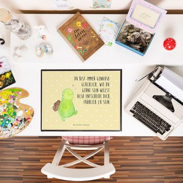 Mr. & Mrs. Panda Schreibtischunterlage Schildkröte Pfeifen - Gelb Pastell - Geschenk, Depression, Lebensfreu, (1 tlg)