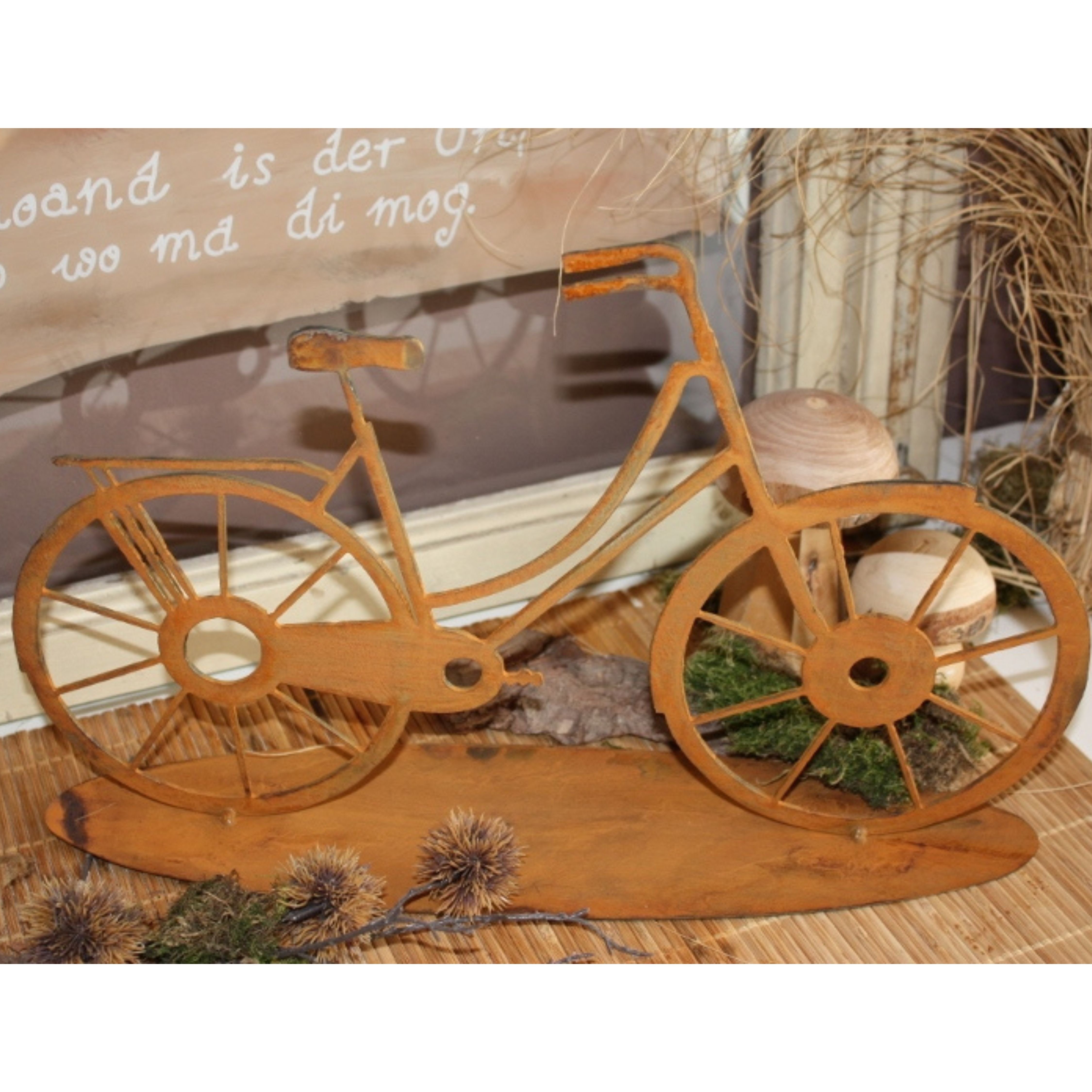 Rostikal Gartenfigur Fahrrad Deko Figur Garten Metall, Echter Rost
