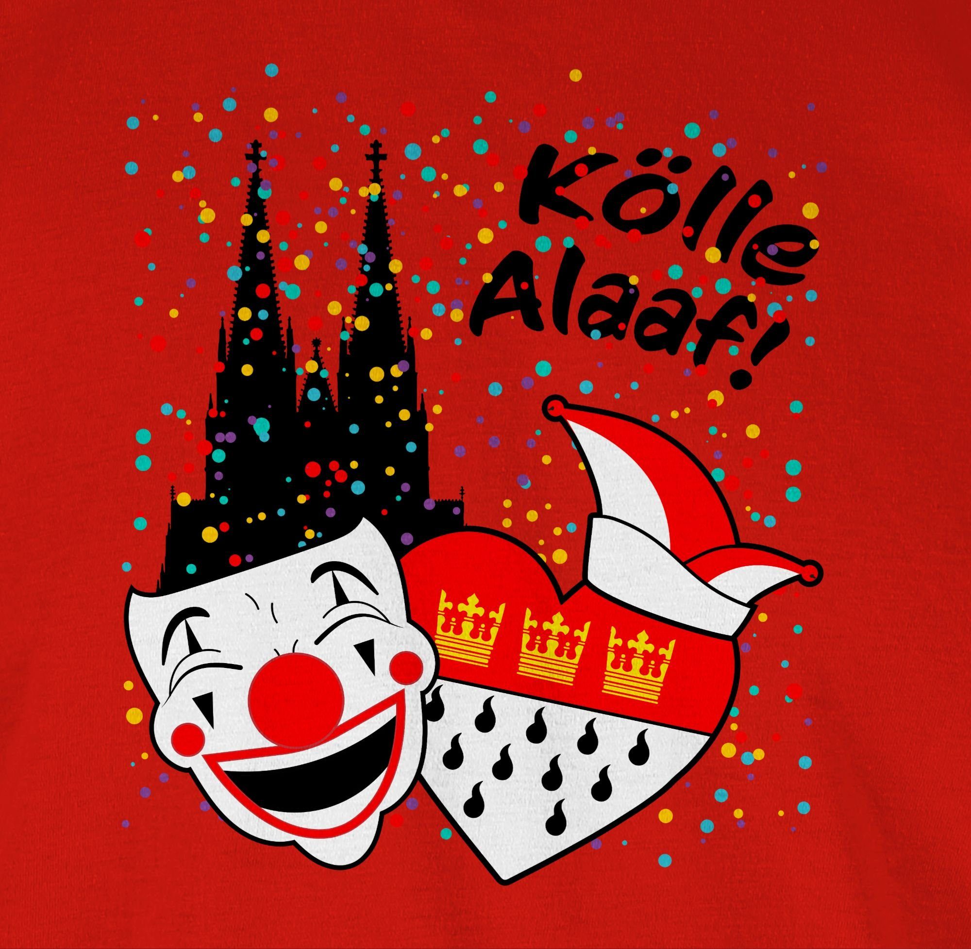 Shirtracer T-Shirt Kölle Alaaf Kostüm Köln Karneval Wappen I Jeck Rut Wiees I Narren I Kö Karneval & Fasching