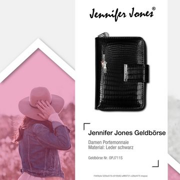 Jennifer Jones Geldbörse Jennifer Jones Damen Börse RFID Blocker (Portemonnaie, Portemonnaie), Damen Portemonnaie Echtleder Größe ca. 12cm, schwarz