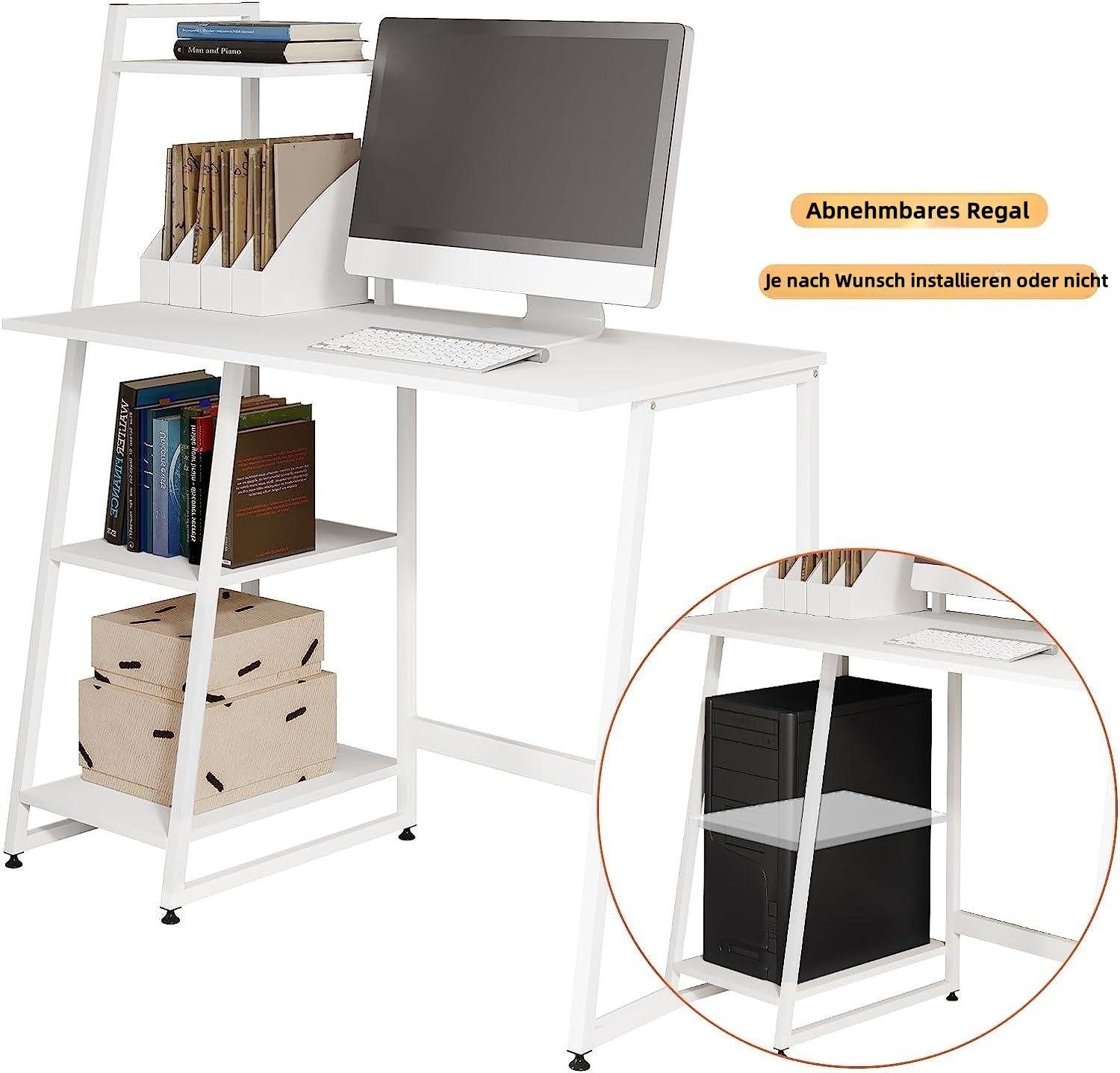 | Weiß Weiß Schreibtisch Regalen, Holzwerkstoff 3 | EUGAD mit aus Stauraum Weiß Metall (1-St),