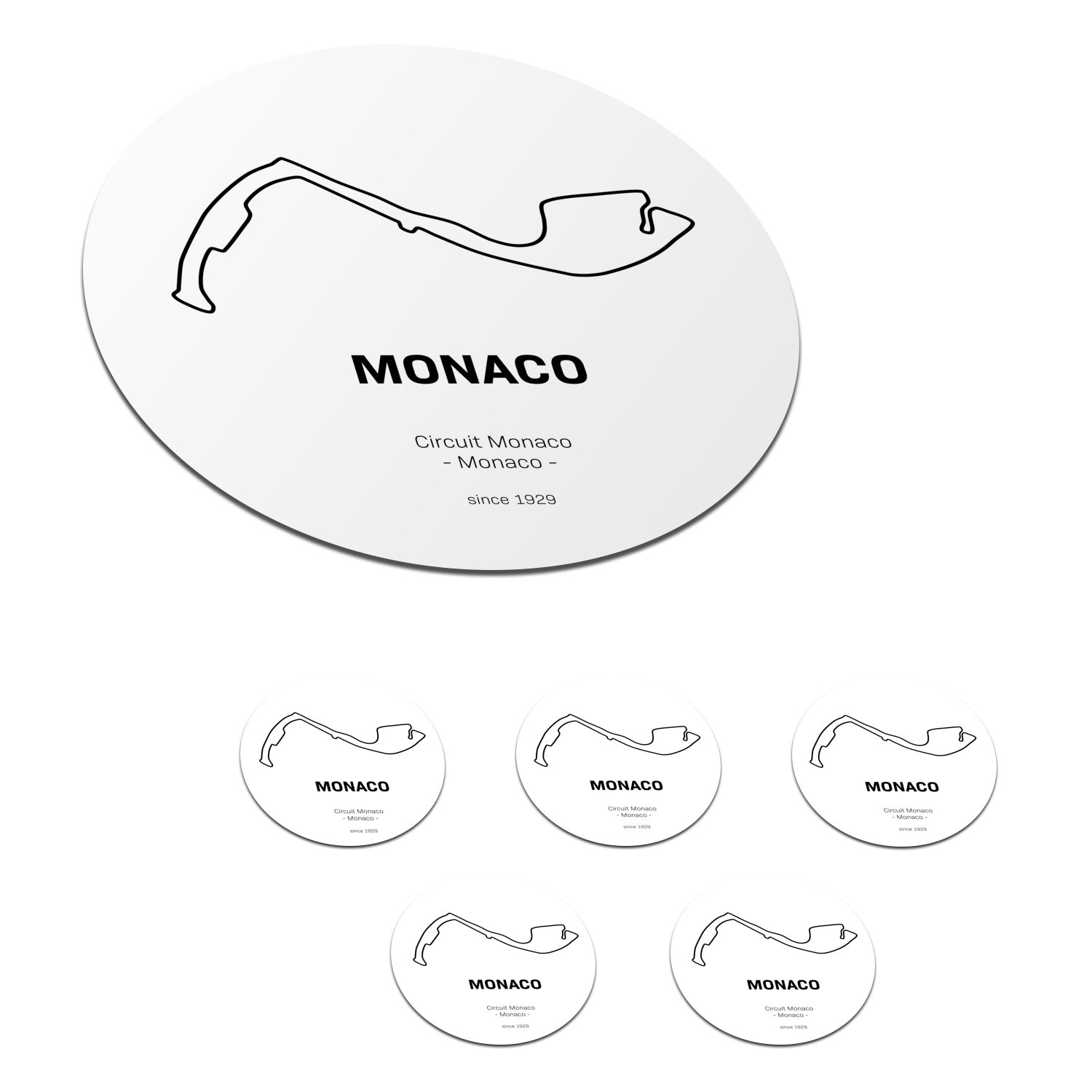 MuchoWow Glasuntersetzer F1 - Monaco - Rennstrecke, Zubehör für Gläser, 6-tlg., Getränkeuntersetzer, Tassenuntersetzer, Korkuntersetzer, Tasse, Becher