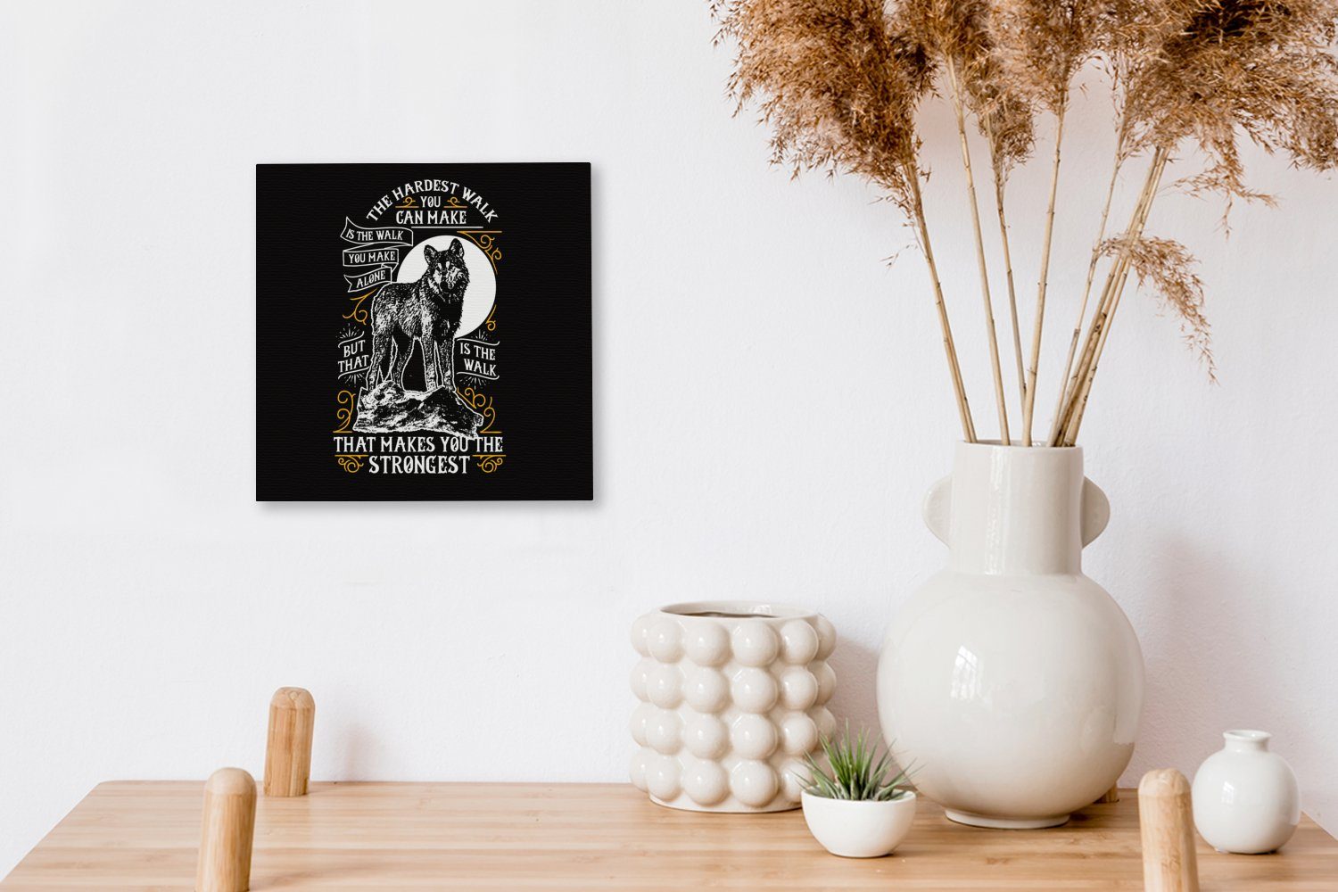 OneMillionCanvasses® Leinwandbild Wolf - Leinwand Bilder Tiere (1 Schlafzimmer Wohnzimmer - Zitat, - St), für Retro