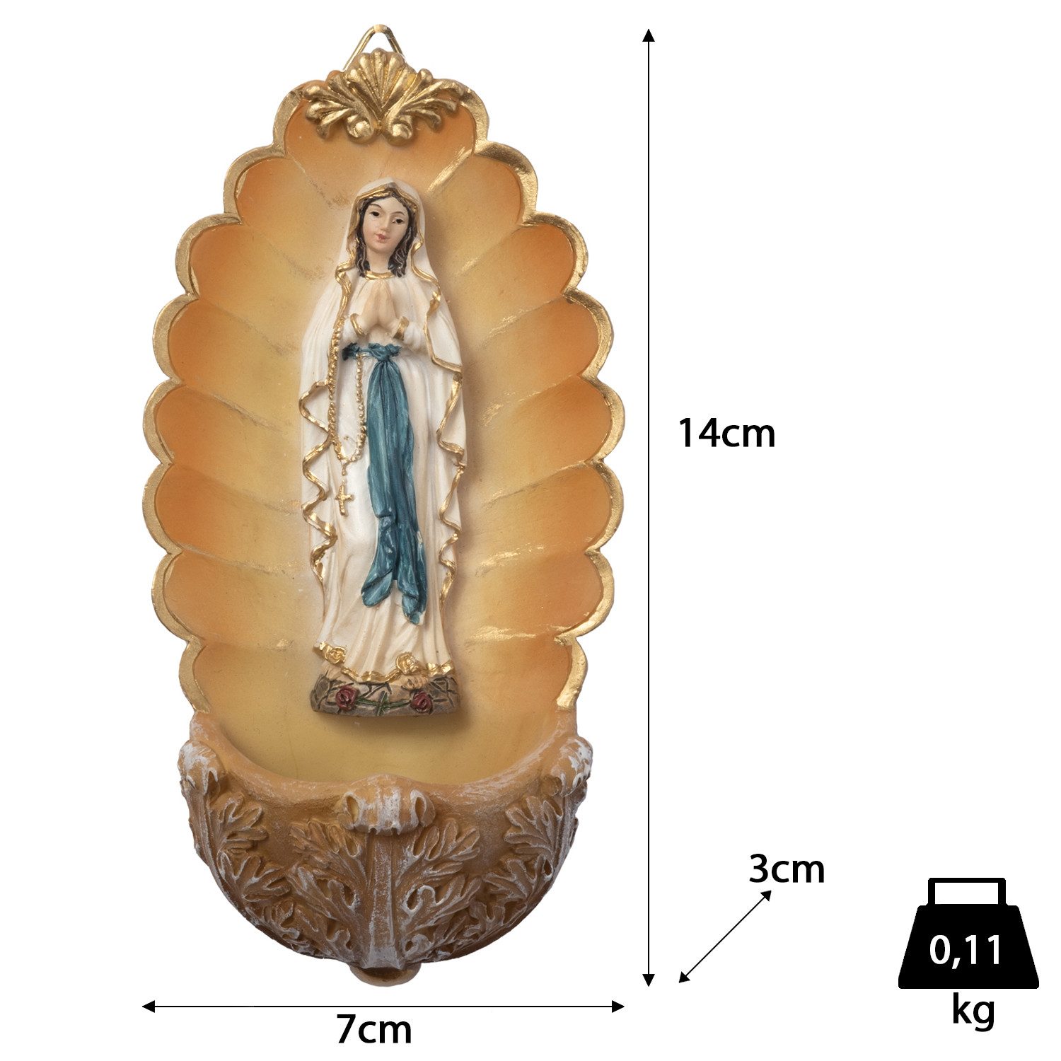 Moritz Dekofigur Madonna im Wand-Weihwasserbecken 14?cm Polyresin, Polyresin Figuren Deko Geschenk Geometrische TierFigur Modern Skulptur – Bild 3 von 5