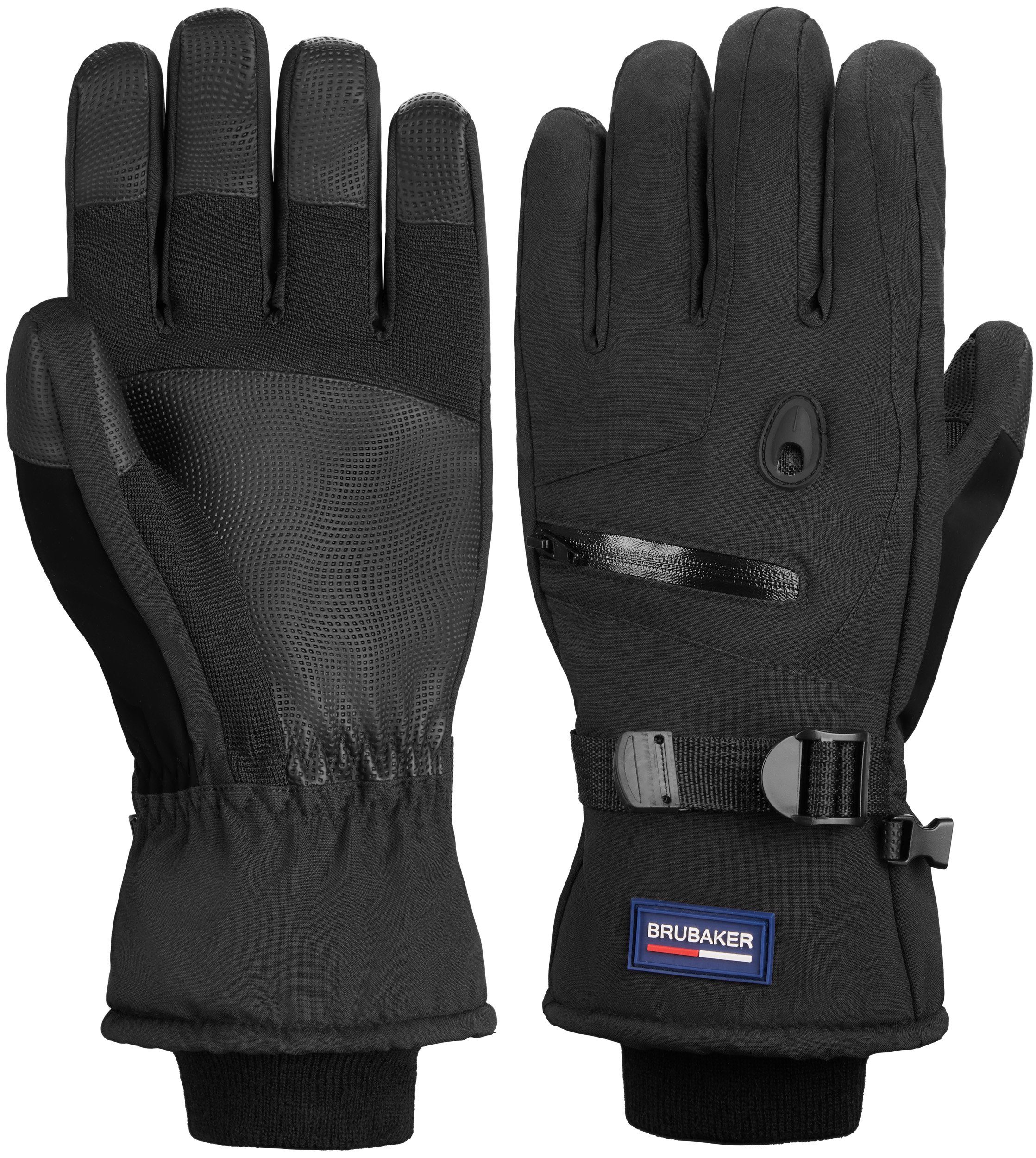 BRUBAKER Skihandschuhe Thermo Перчатки für Ski Snowboard Wintersport (1-St., mit Reißverschluss-Tasche) Wasserdicht und Winddicht – Winterhandschuhe - Snowboardhandschuhe