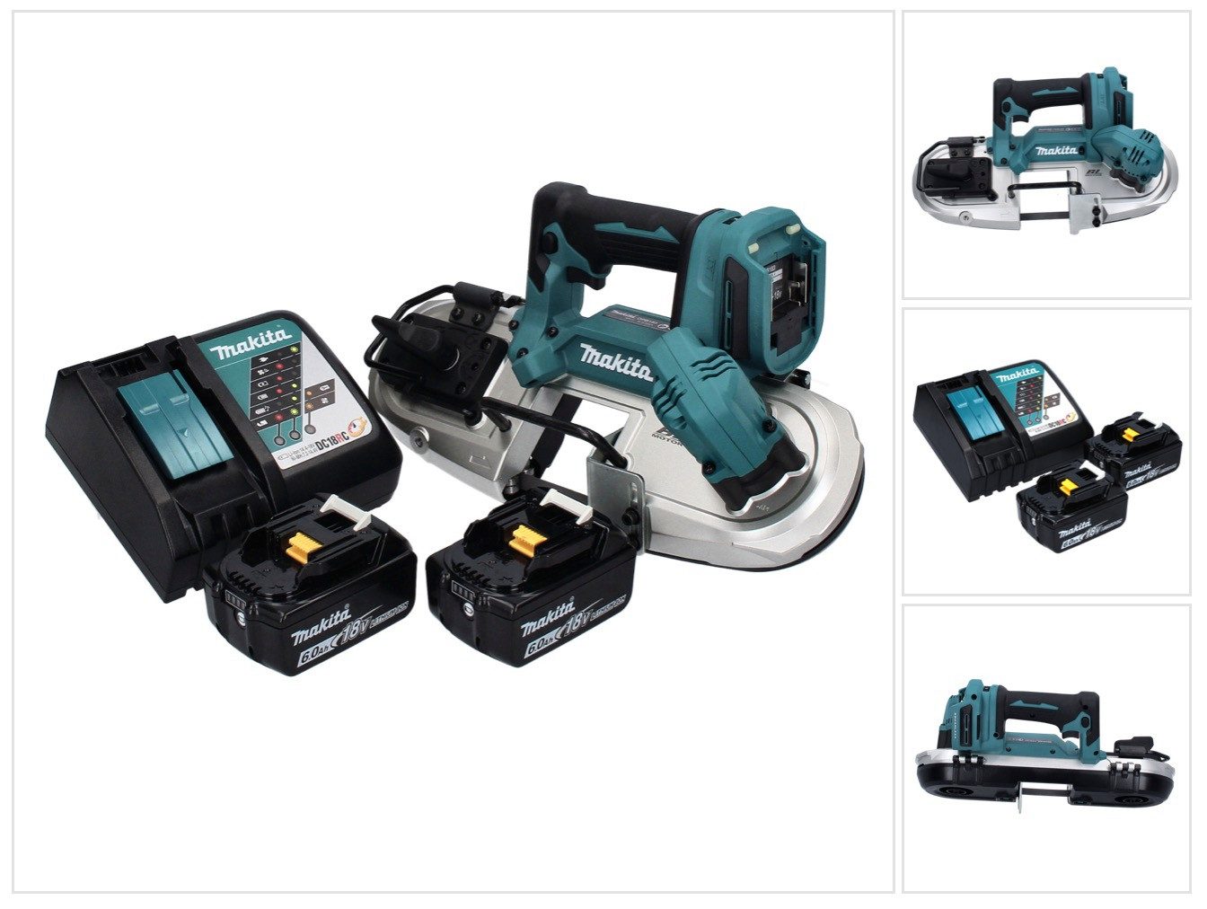 Makita Bandsäge DPB 183 RG Akku Bandsäge 18 V 66 mm Brushless + 2x Akku 6,0 Ah + Lade