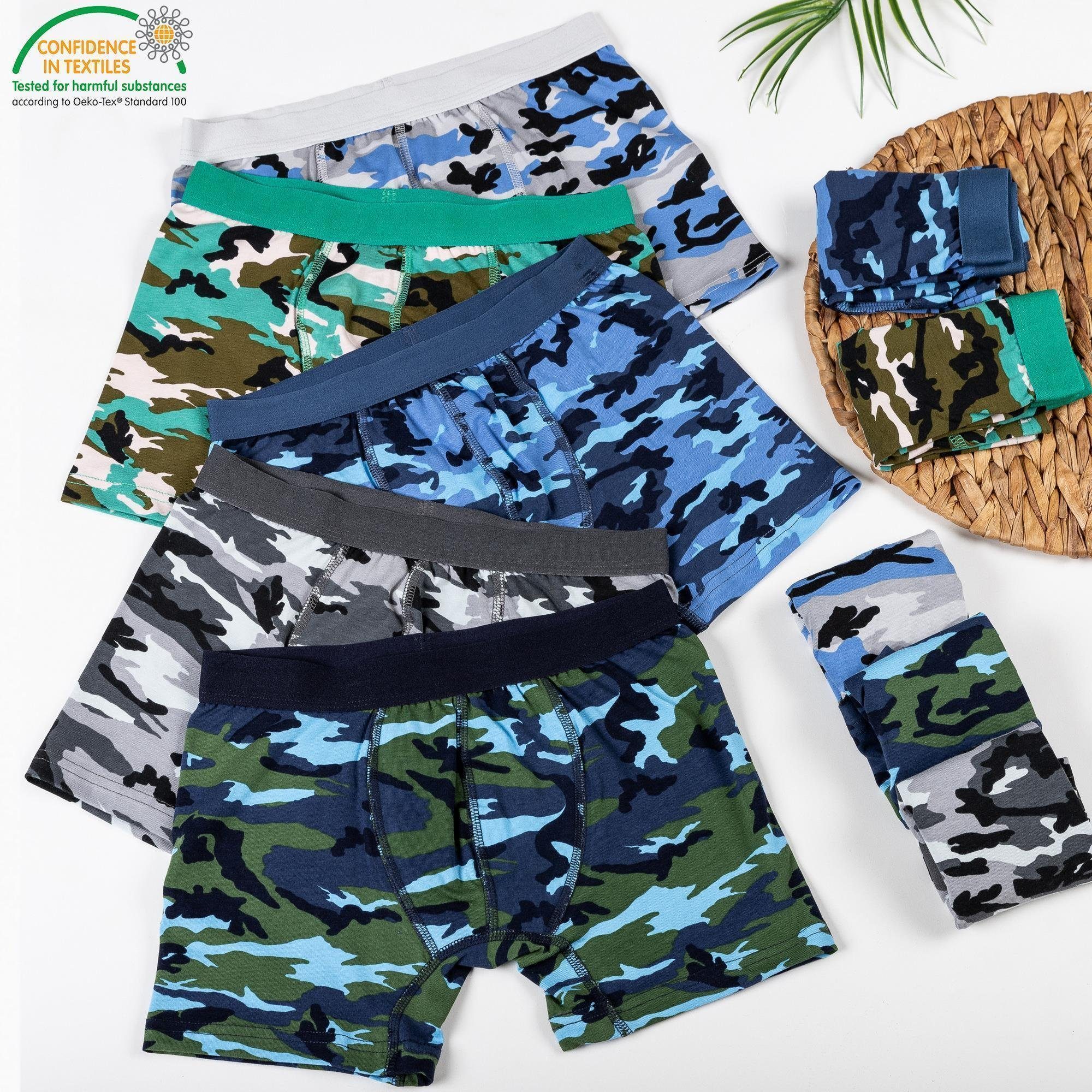 LOREZA Boxershorts 10er Set Jungen Boxershorts - Camouflage - Bunt (Set, 10-St)