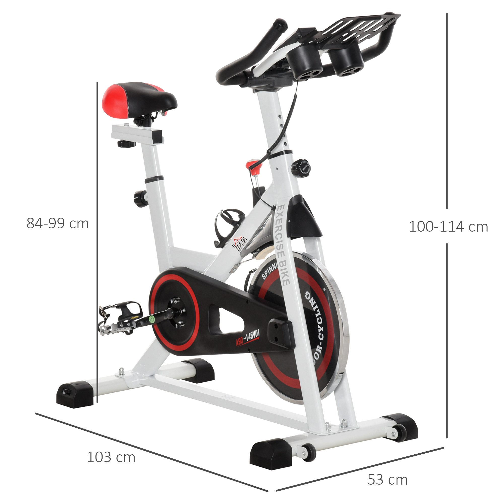 HOMCOM Heimtrainer Fahrradtrainer mit Display (Fahrradtrainer, 1-tlg., Liege-Heimtrainer), für Büro, Weiß+Schwarz