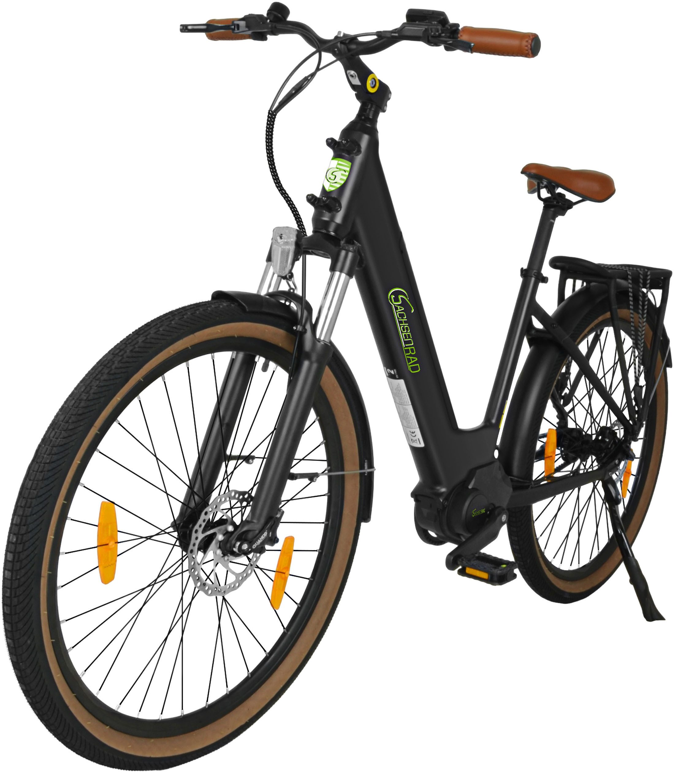 SachsenRAD E-Bike Cityrad C5R, 1 Gang Shimano keine Schaltwerk, ohne Schaltung, Mittelmotor, 470 Wh, TFT Farb-LCD-Display, Fahrmodus Pedelec,  LED-Frontlicht, Alarmanlage