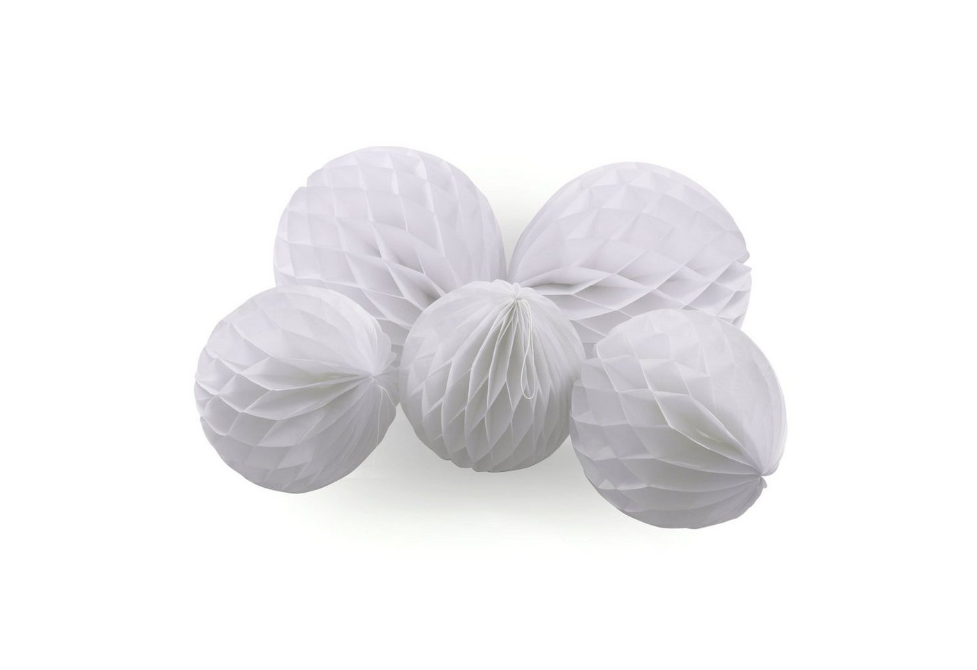 Frau WUNDERVoll Wabenball 5 Wabenbälle - weiß, 3 x Ø 20 cm, 2 x Ø 30 cm / Deko Hochzeit