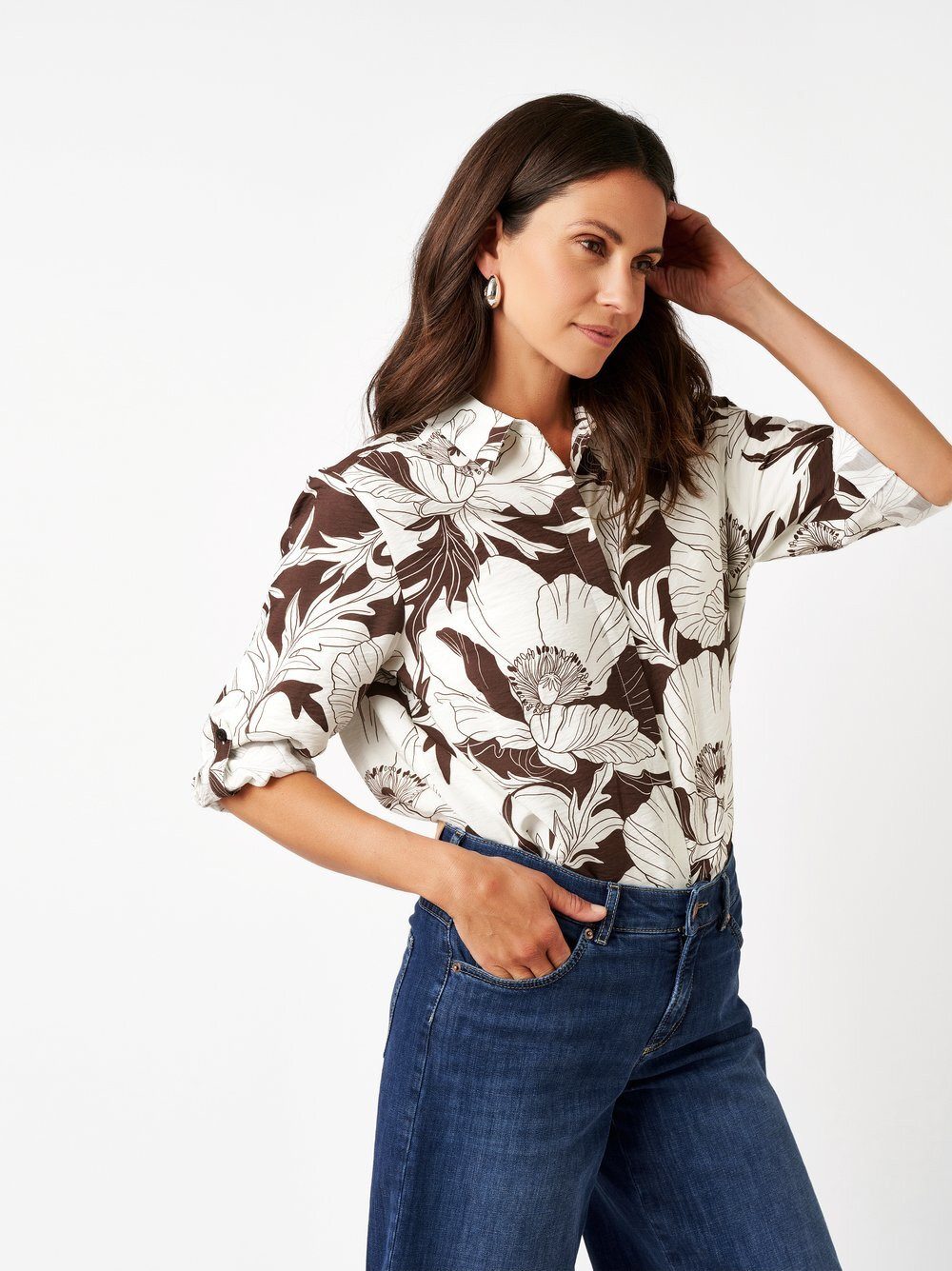 TONI Hemdbluse Clay mit floralem Print und feiner Crêpe-Struktur