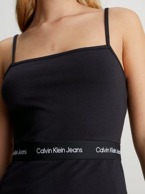 Calvin Klein Jeans Spaghettikleid LOGO ELASTIC STRAPPY DRESS mit Logomarkenlabel