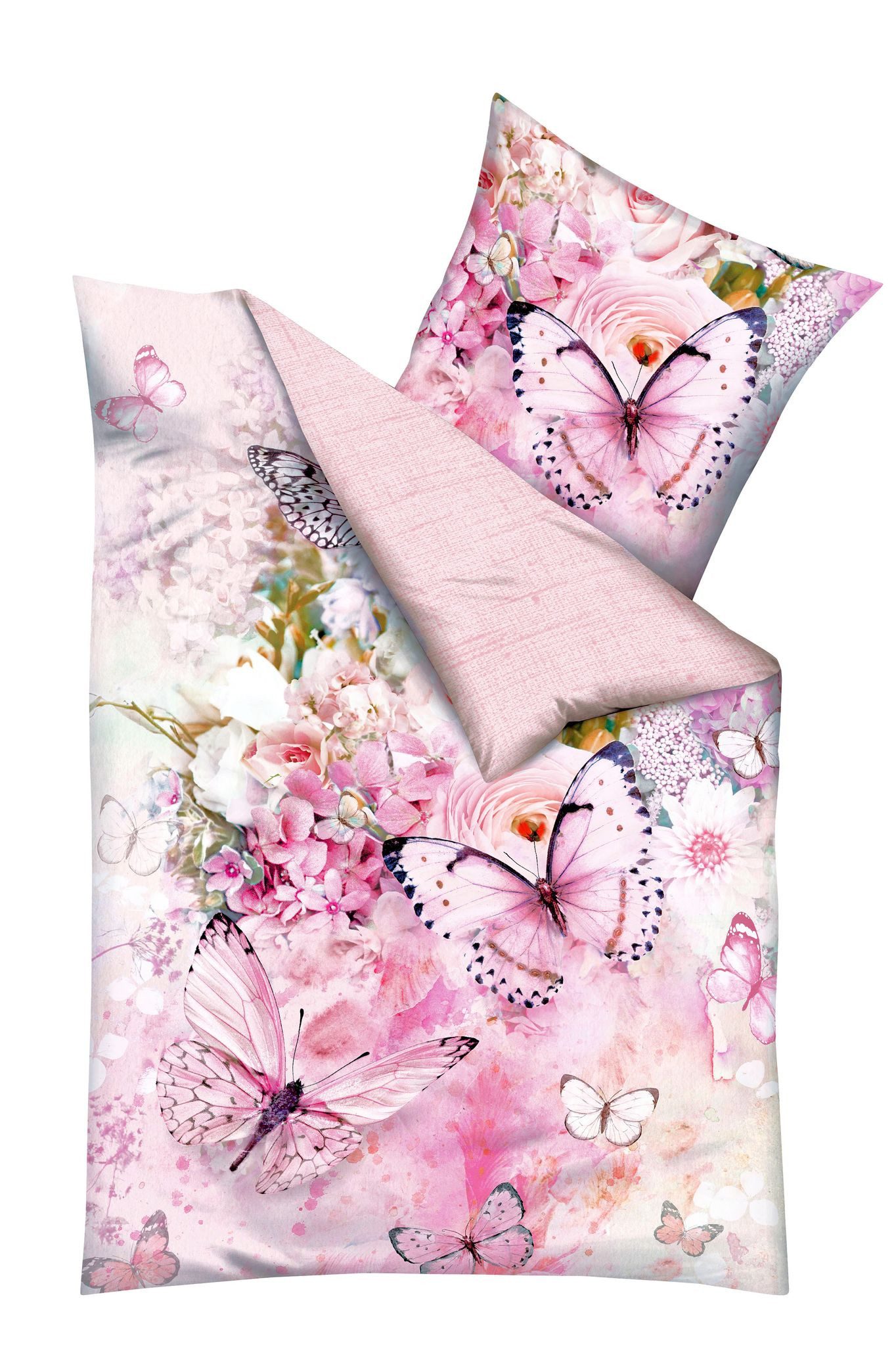 JACK Wendebettwäsche 135x200cm Butterfly Dreams Rosé, günstig online kaufen