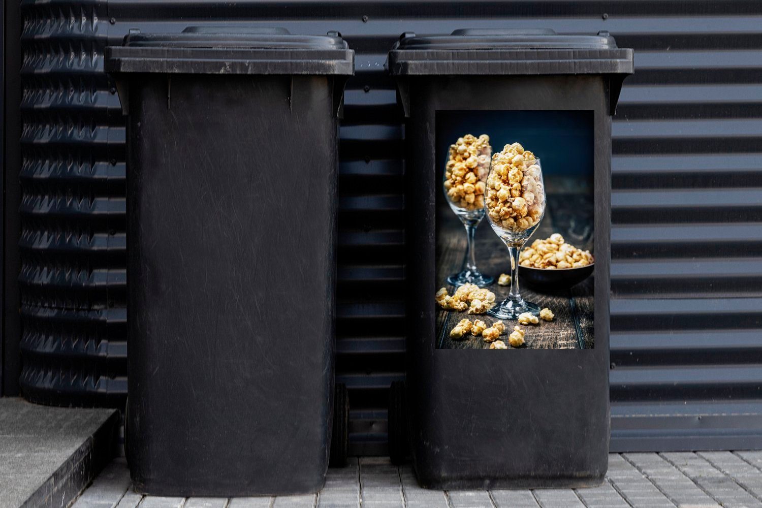MuchoWow Wandsticker Popcorn Weingläsern Mülleimer-aufkleber, St), (1 Abfalbehälter Sticker, Container, in Mülltonne