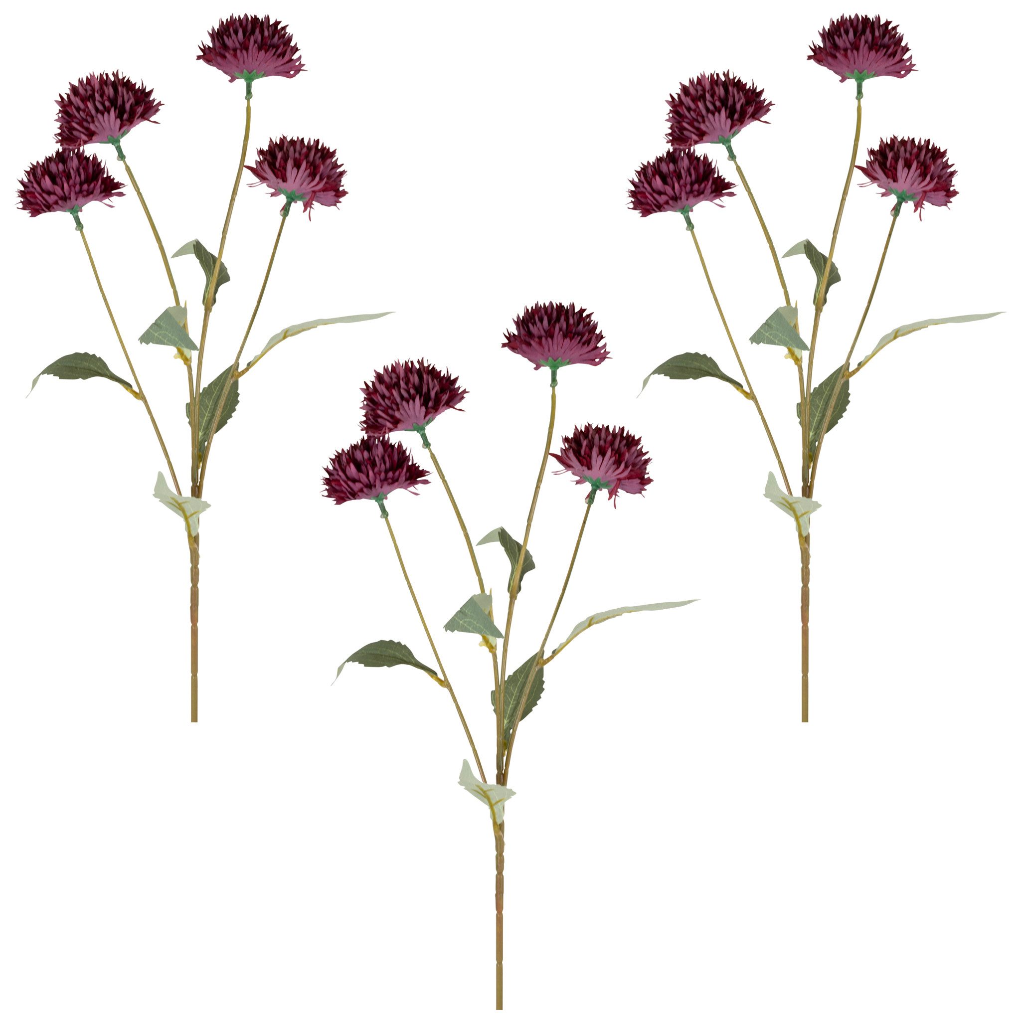 Kunstblume Chrysanthemen künstliche Blumensträuße Lila 63 cm Chrysanthemen, matches21 HOME & HOBBY, Höhe 63 cm, 3er Set Kunstblumen für Vase & Deko