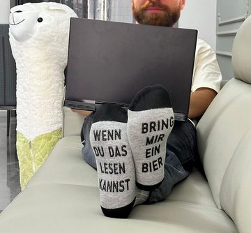 Alster Herz Freizeitsocken 2 Paar Wenn Du Das Lesen Kannst Bring Mir Bier Lustig Socken A0208 (2-Paar) lustige Socken