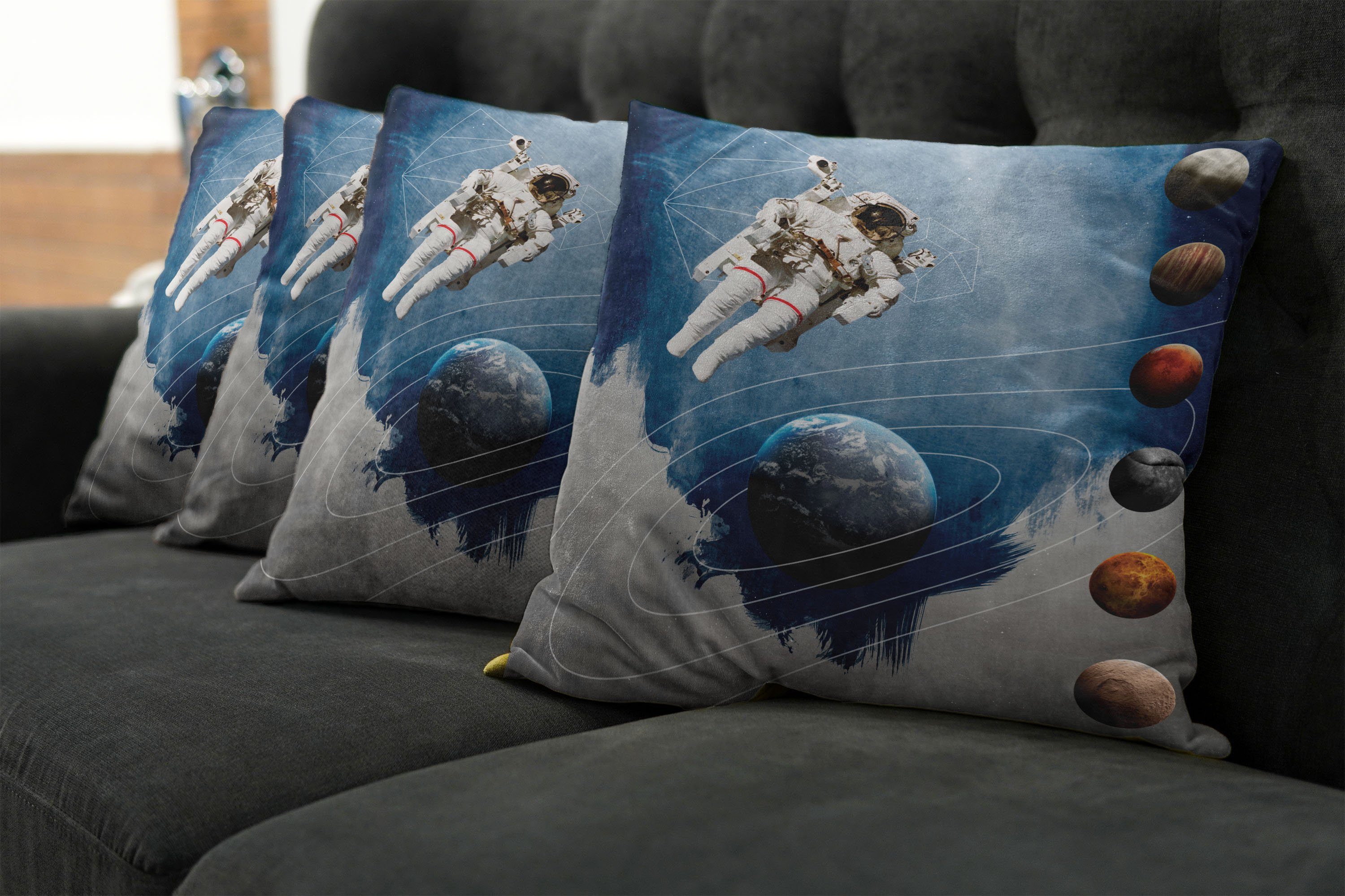 Weltraum Modern Stück), Astronaut Abakuhaus Accent Digitaldruck, Kissenbezüge Planeten (4 Nebel Doppelseitiger