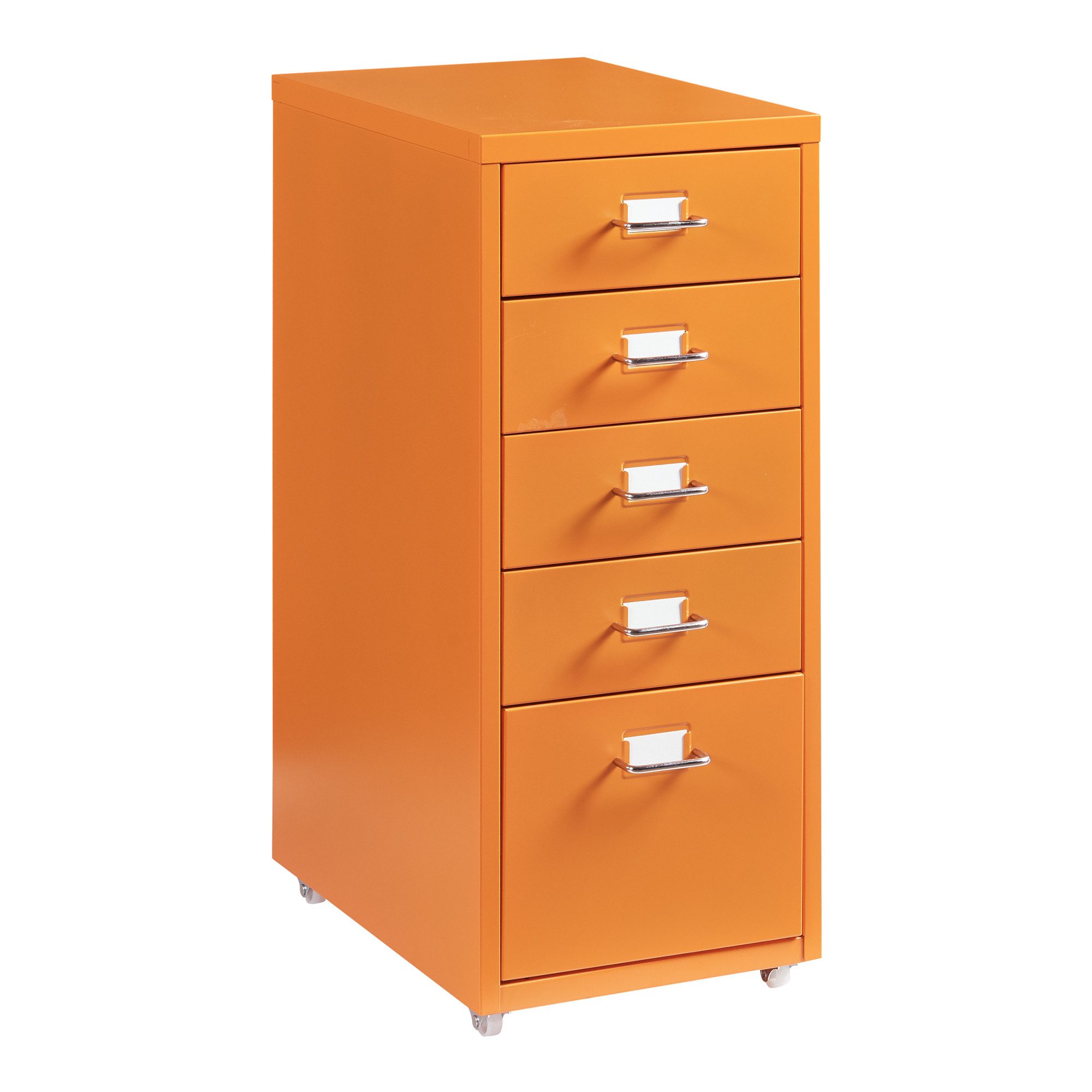 en.casa Rollcontainer, »Kökar« mit 5 Schubladen Bürowagen Orange