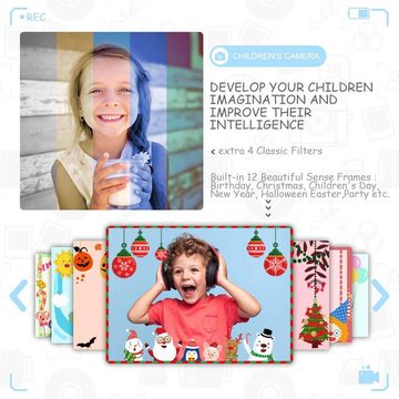 ITSHINY 3 - 10 Jahre Alter Mädchen Geburtstag Spielzeug Kinderkamera (12 MP, mit 3,5-Zoll-Großbildschirm 1080P HD 12MP Eingebaute 32GB SD-Karte)
