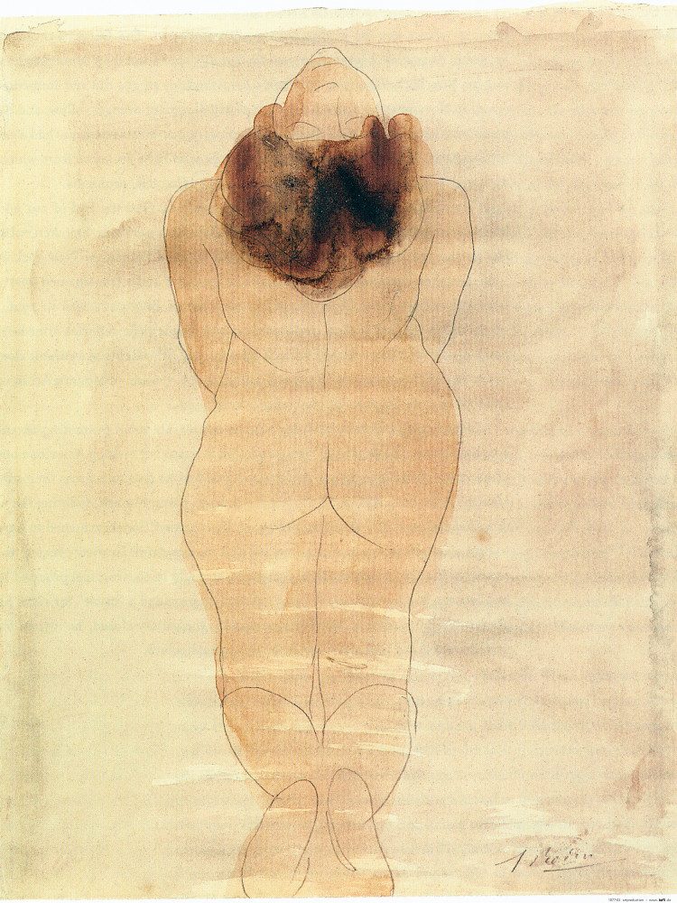 Poster Auguste Rodin Kunstdruck Bild - Kniende Frau (80 x 60 cm)