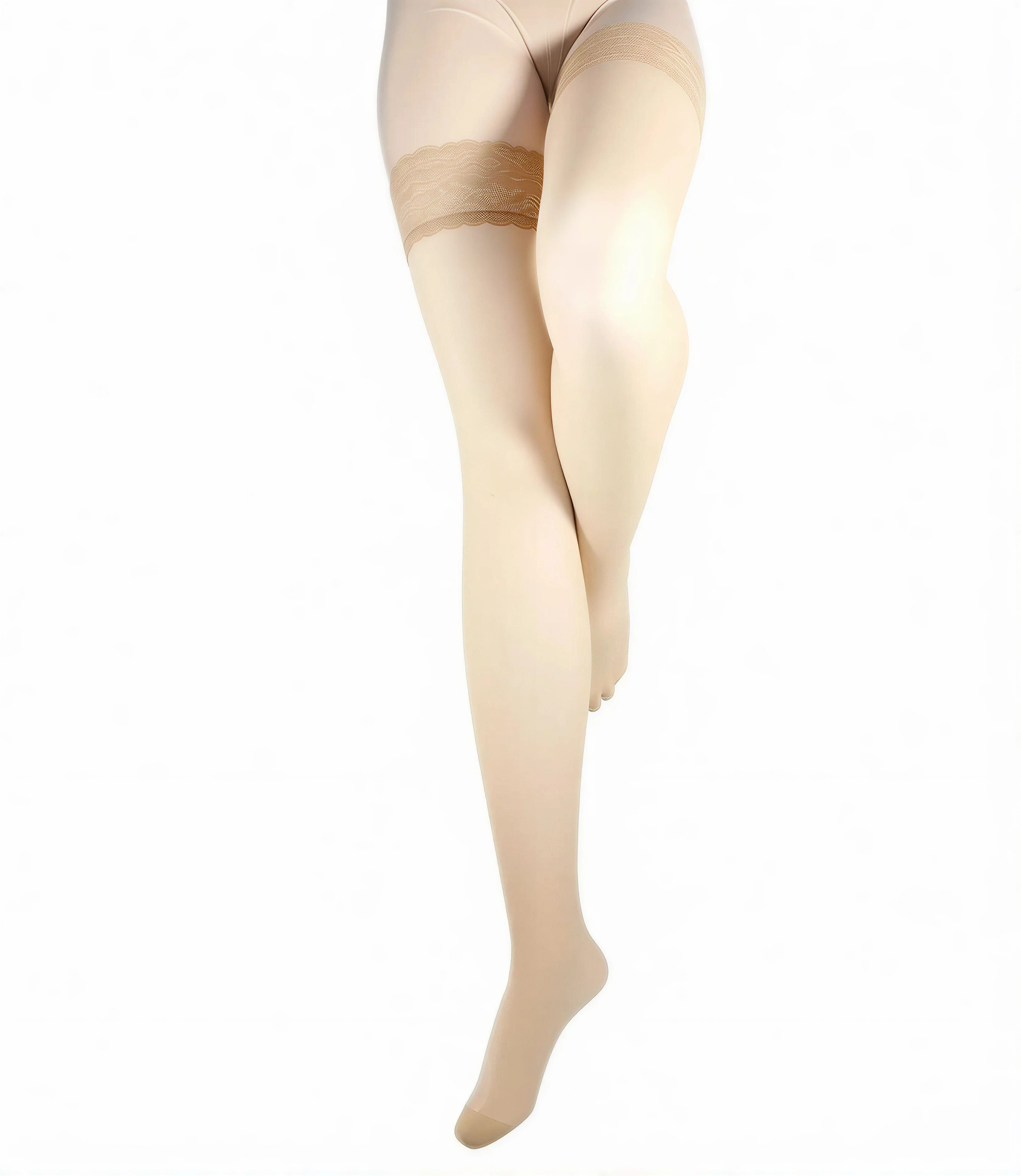Wilox Halterlose Feinstrümpfe Damen Gold Stay up 20 DEN (1-Paar, 1 Paar) transparent & matt