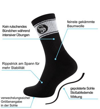 Stark Soul® Sportsocken Crew Socken im RETRO-Design (6 Paar) mit gepolsterter Sohle 6er-Pack, extra breiter Rippbund, Größenanagabe, flache Zehennaht