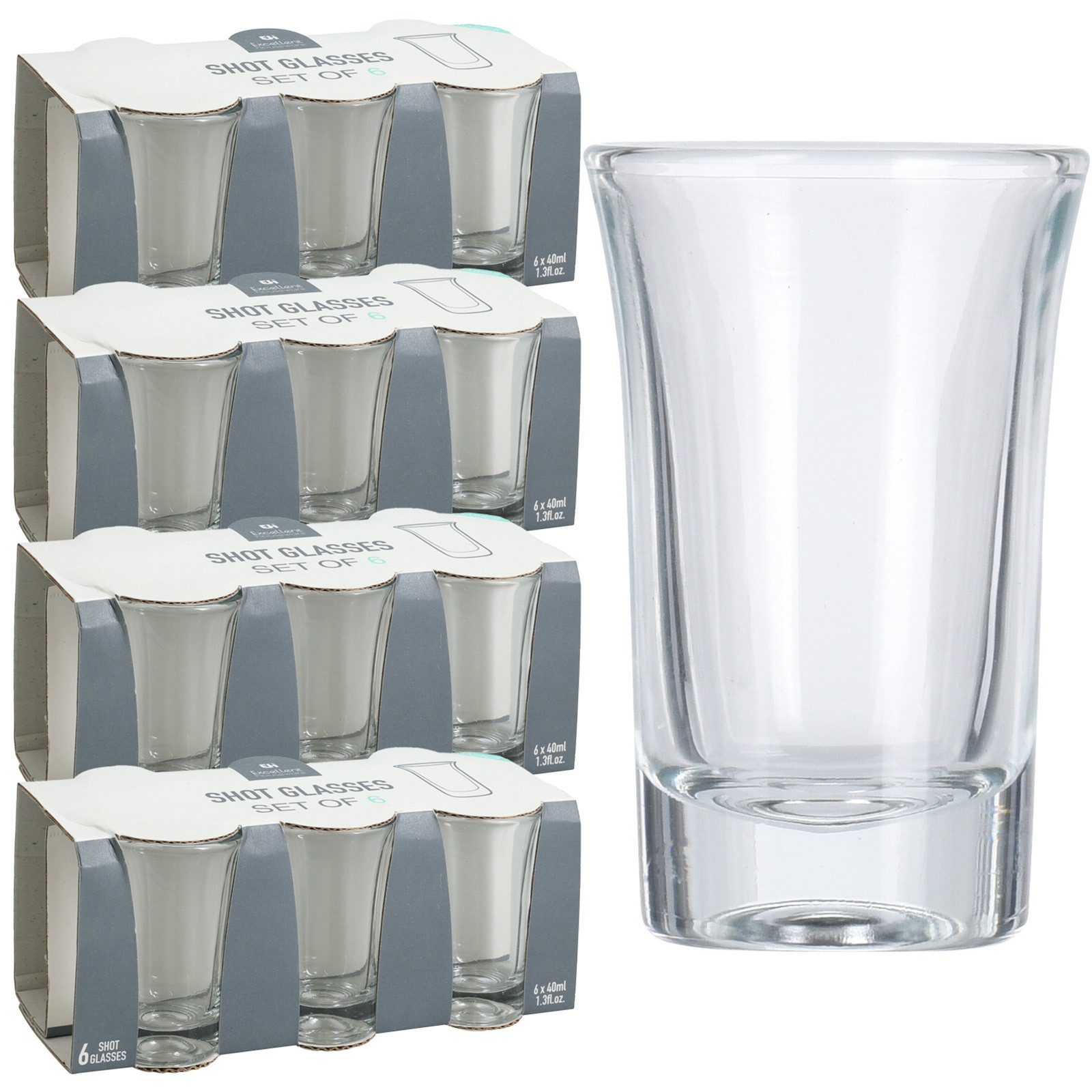 Koopman Schnapsglas Schnapsgläser Shotgläser 40 Ml 1/2/4 er Set, 24-tlg., Glas, 24tlg, 7x4,5cm, 40ml, Transparent, Partygläser