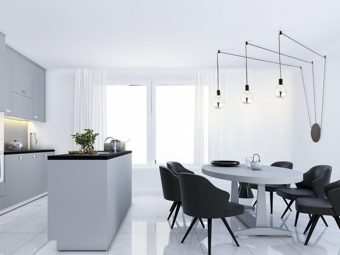 Schwarz Esstisch über-n ohne Industrial hängend, 5m Pendelleuchte, Design für L: Leuchtmittel, LUCE minimalistische